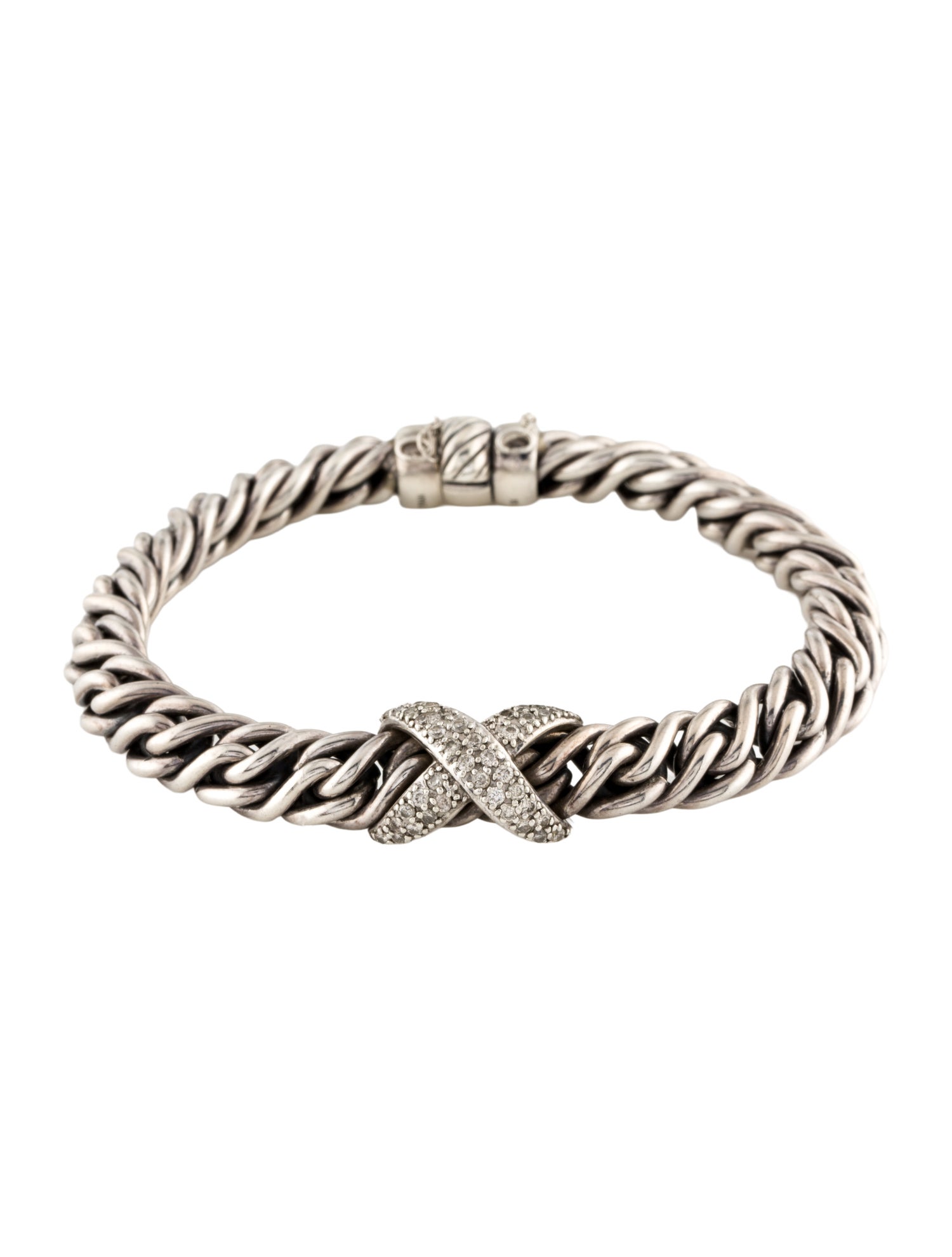 David Yurman Diamond 'X' Wheat Chain Link Bracelet