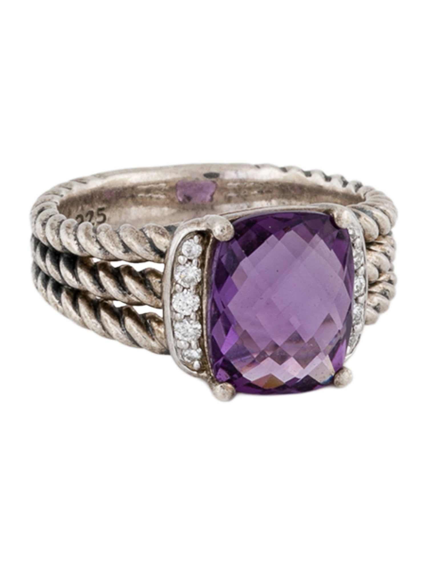 David Yurman Amethyst & Diamond Petite Wheaton® Ring