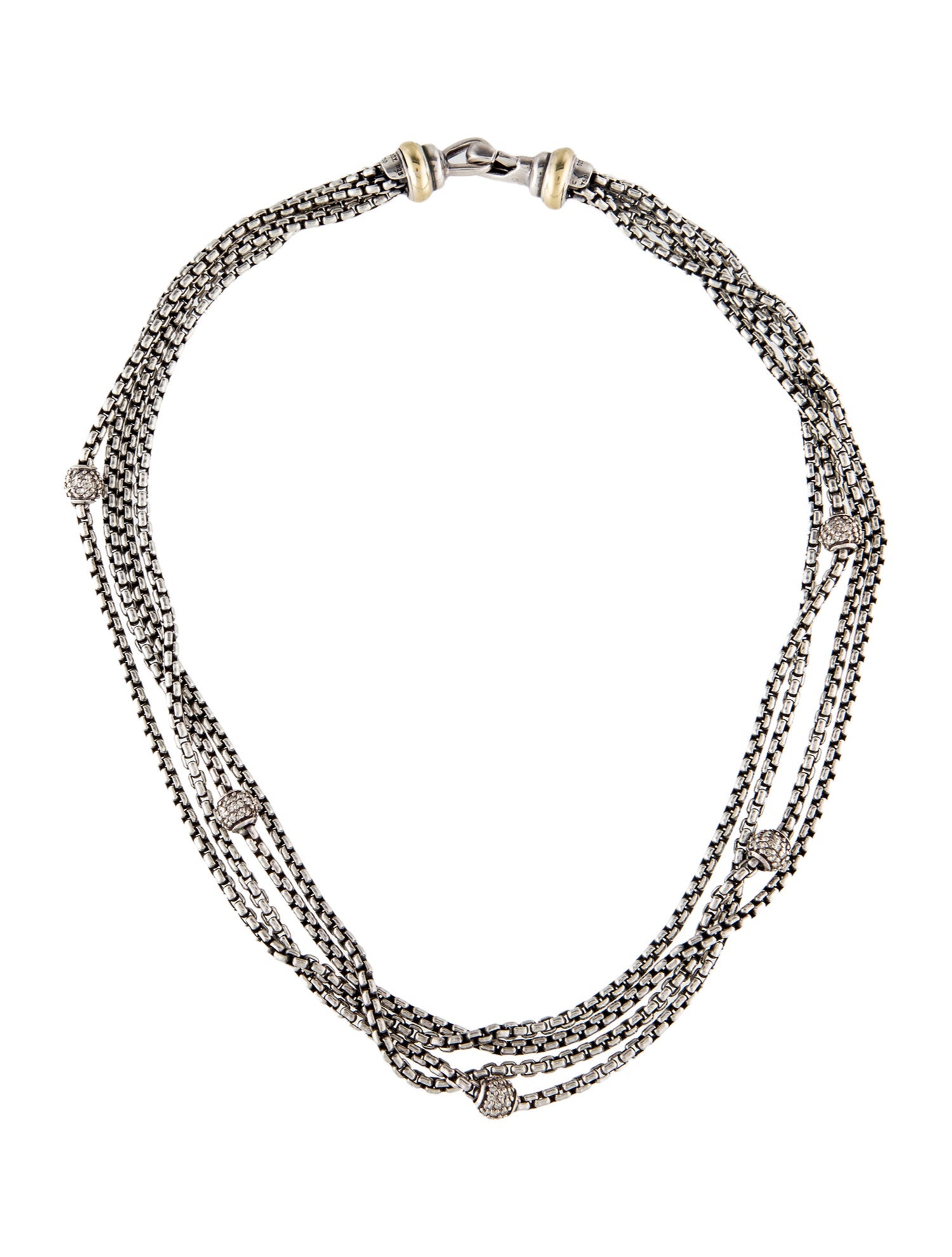 David Yurman Diamond Multi-Strand Box Chain Necklace
