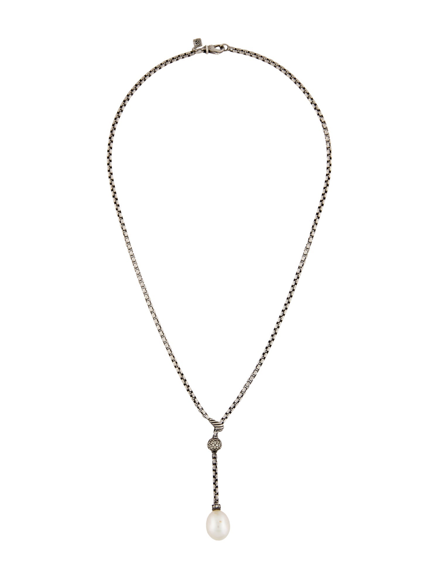 David Yurman Pearl & Diamond Lavalier Necklace