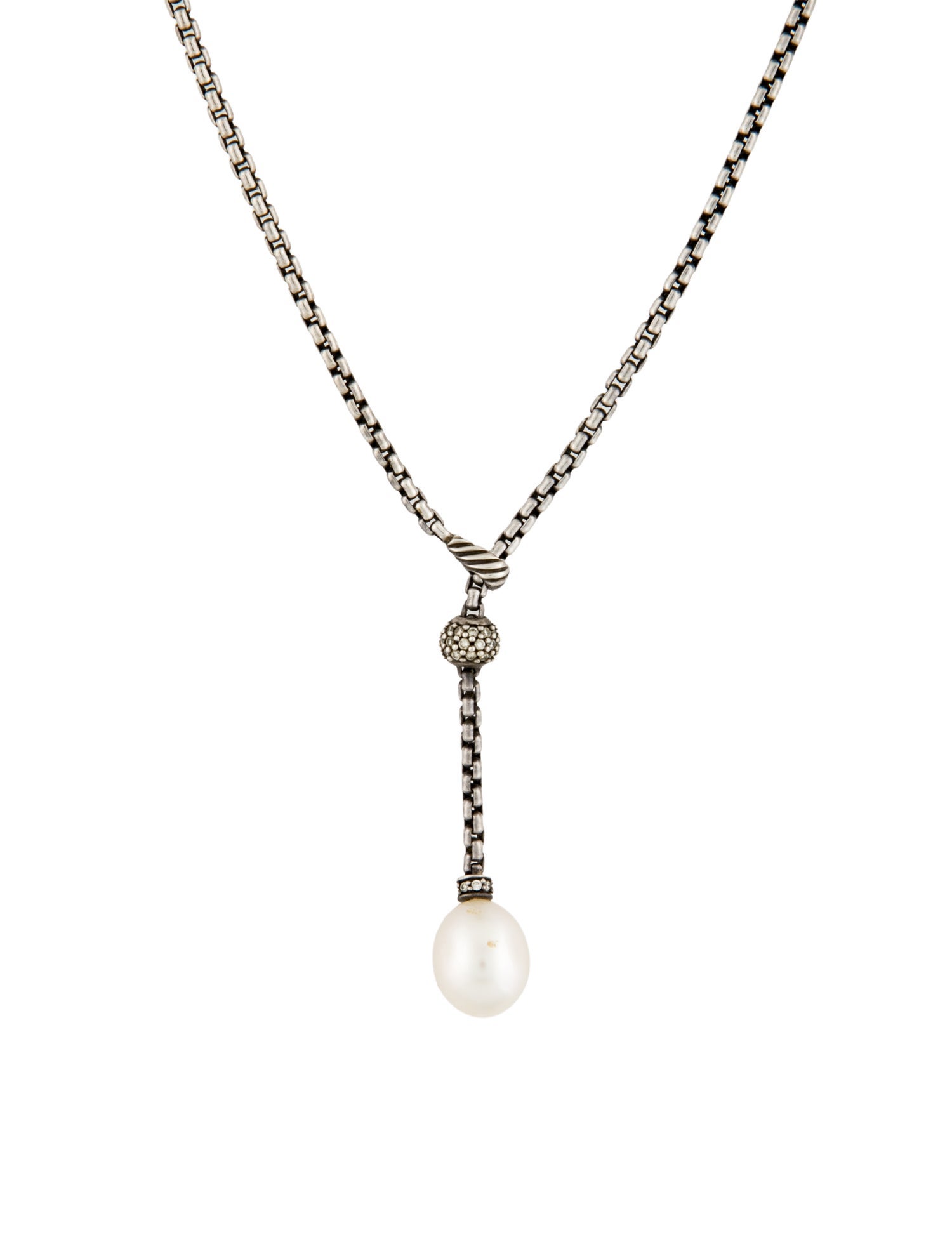 David Yurman Pearl & Diamond Lavalier Necklace