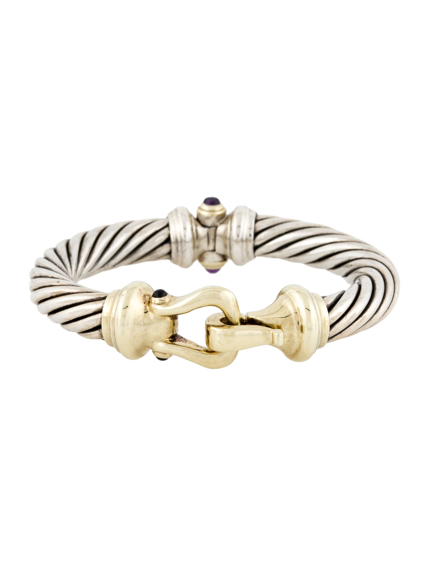 David Yurman Amethyst & Onyx Hinged Buckle Bracelet