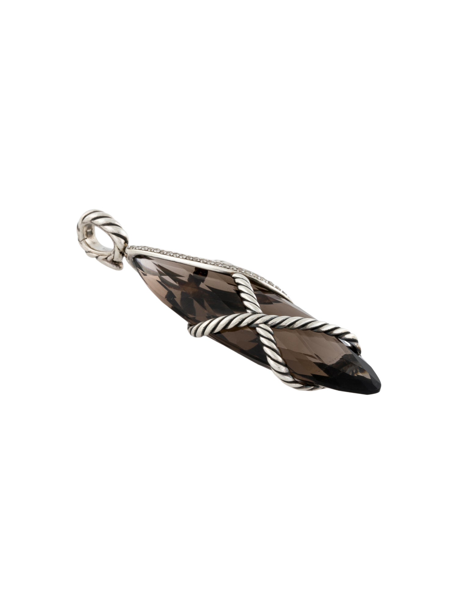 David Yurman Smoky Quartz & Diamond Drop Pendant