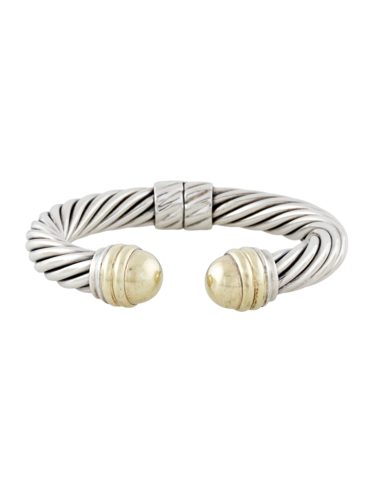 David Yurman Two-Tone Classic Cable Dome Hinged Cuff