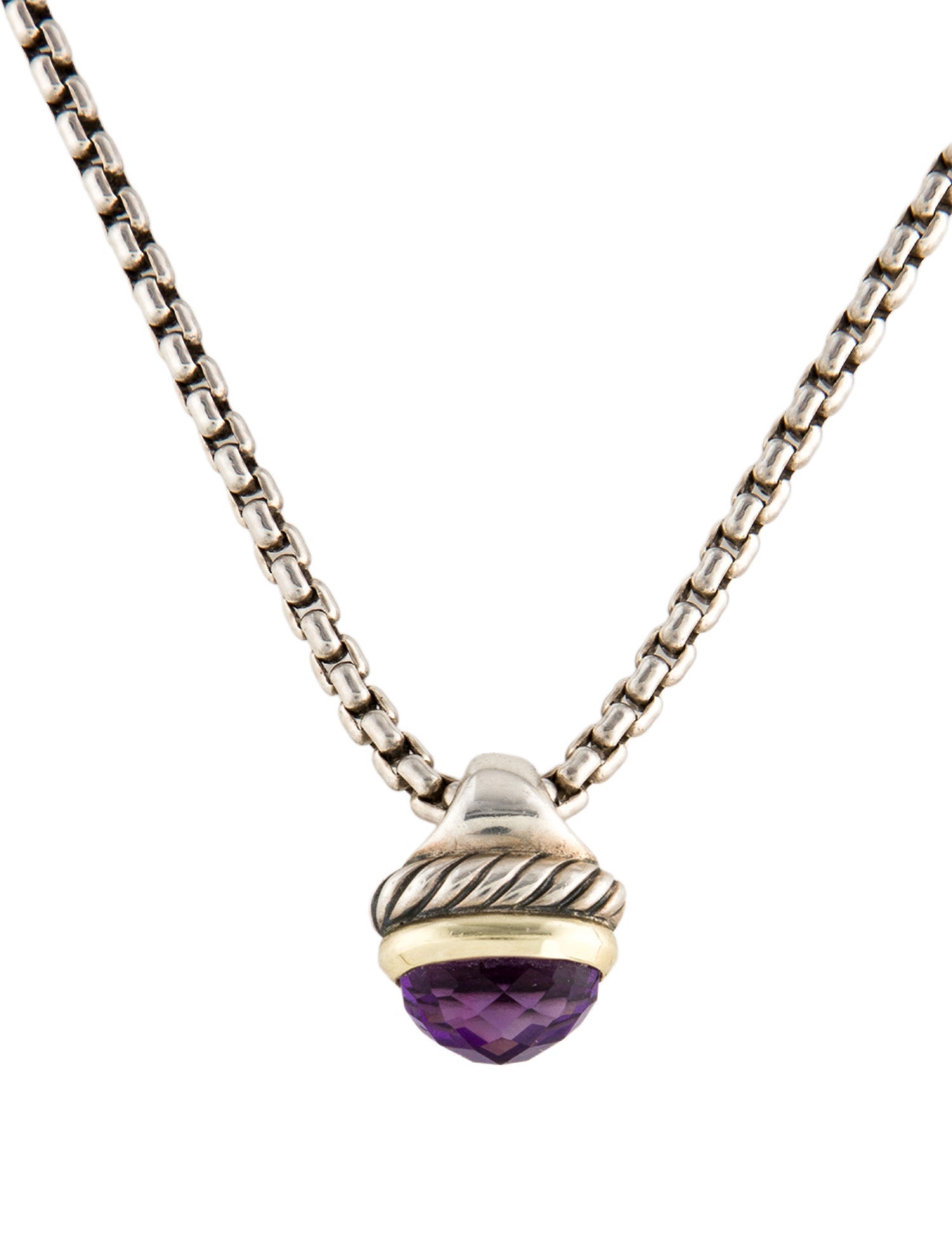 David Yurman Amethyst Acorn Pendant Necklace