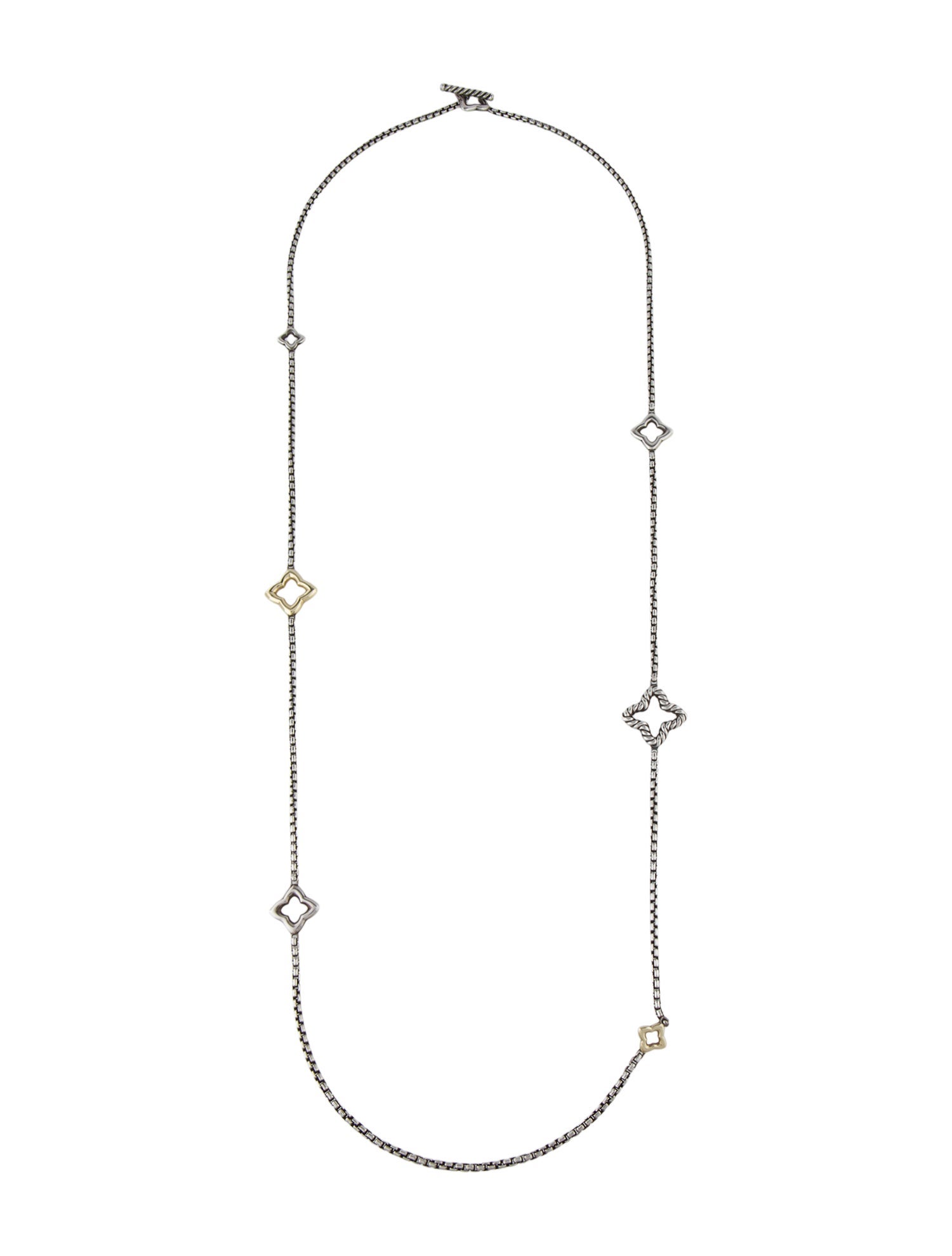 David Yurman Two-Tone Quatrefoil Station Necklace