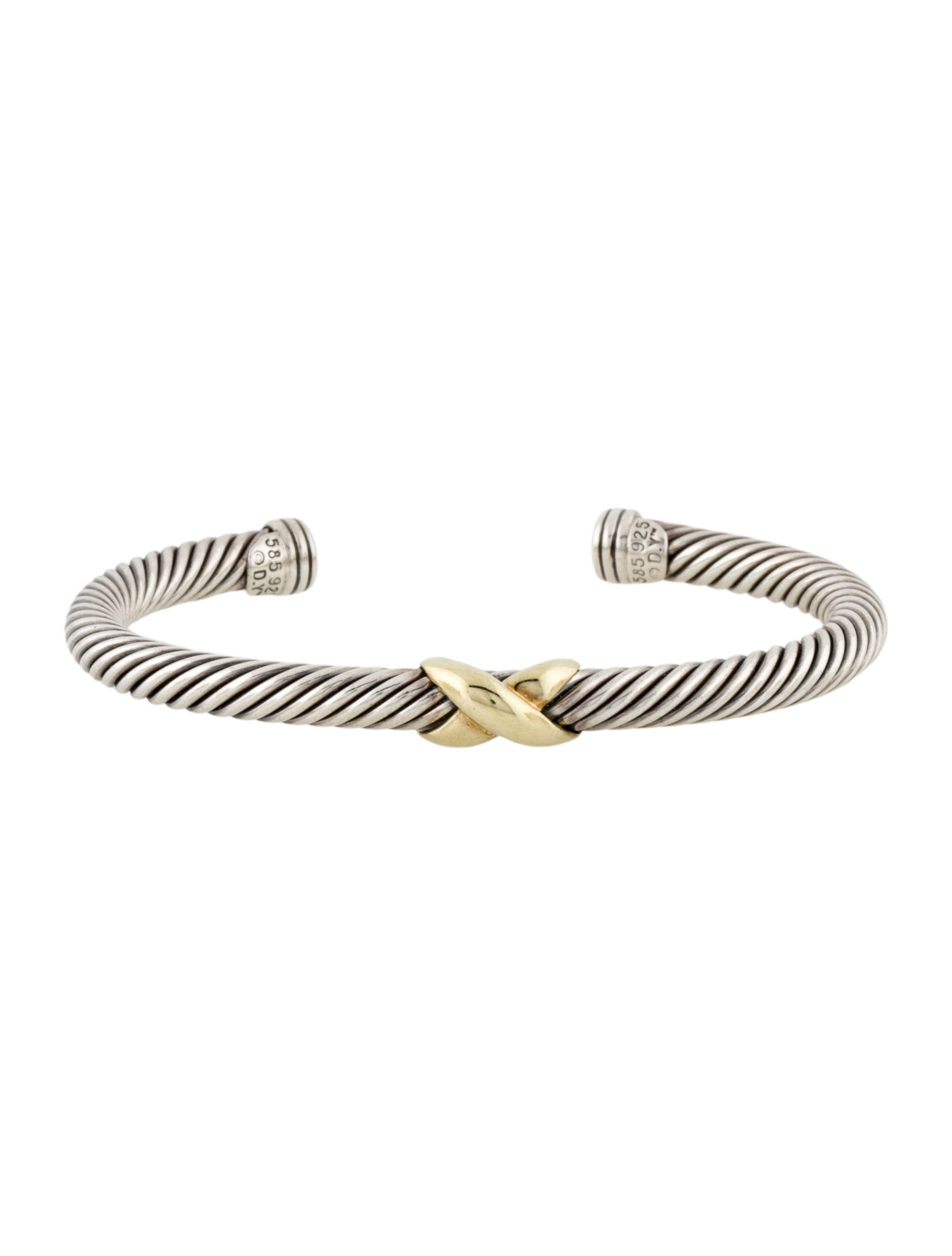 David Yurman Two-Tone X Classic Cable Station Cuff Bracelet