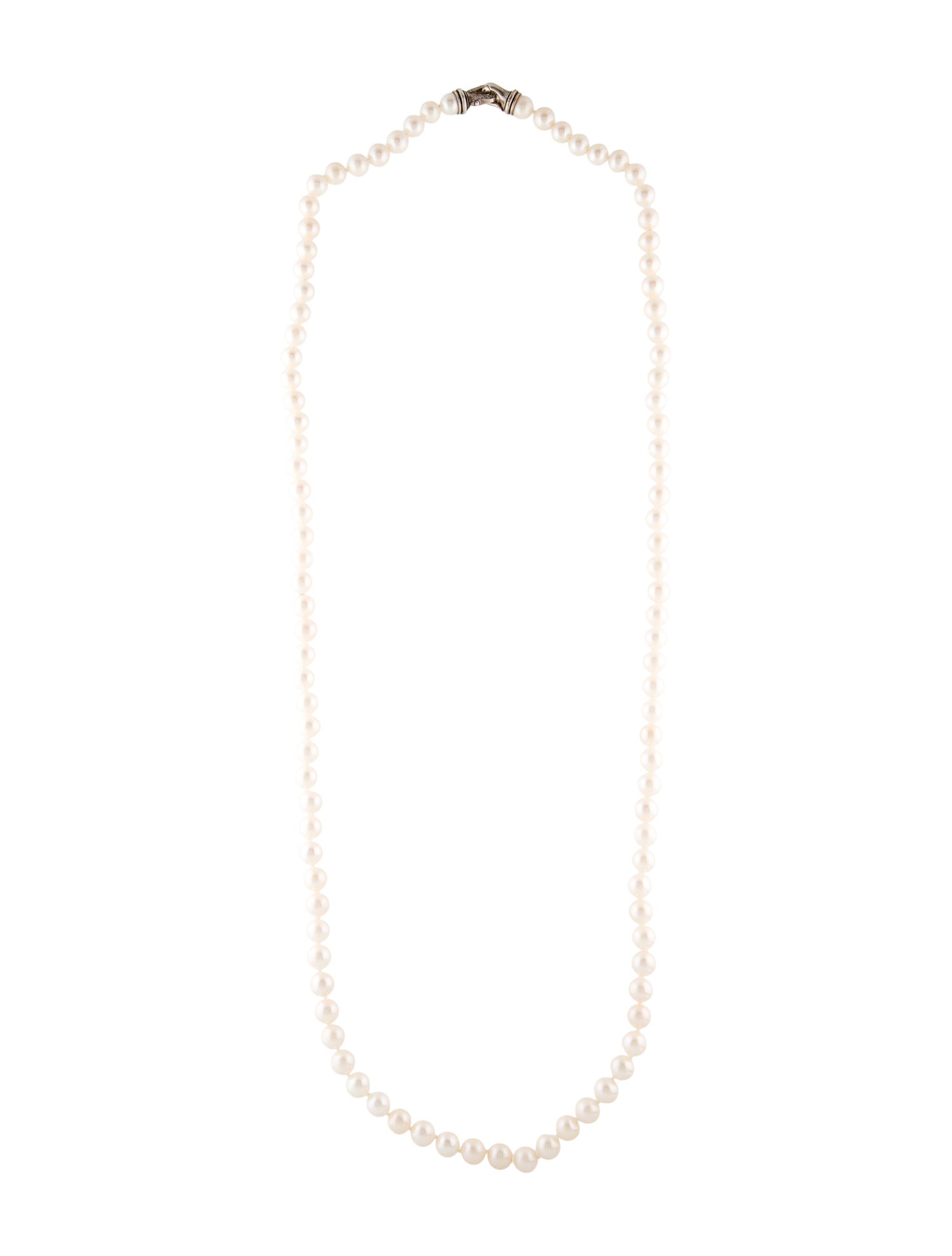 David Yurman Pearl & Diamond Buckle Bead Strand Necklace