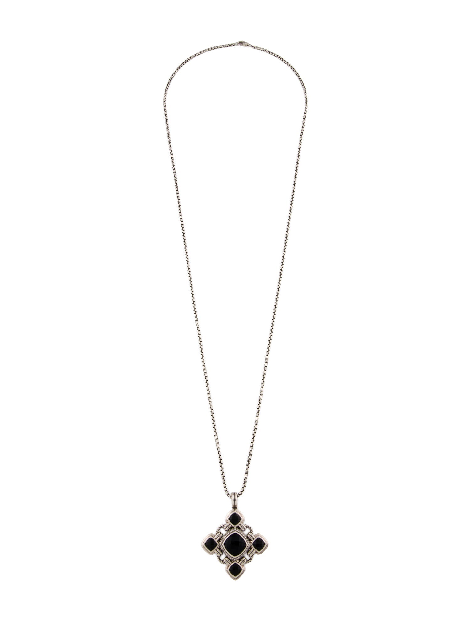 David Yurman Onyx & Diamond Renaissance Pendant Necklace