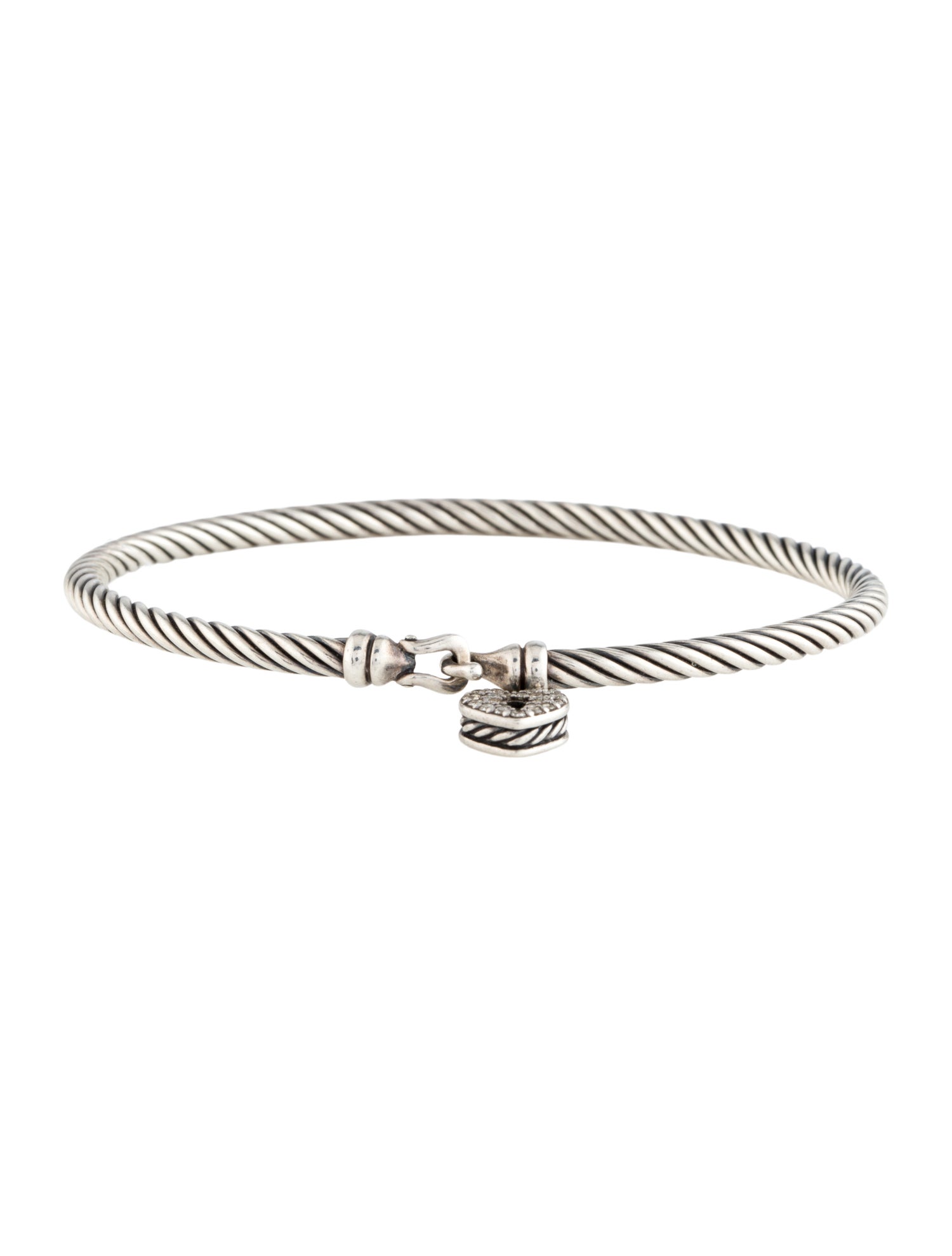 David Yurman Diamond Cable Collectibles Heart Lock Bracelet