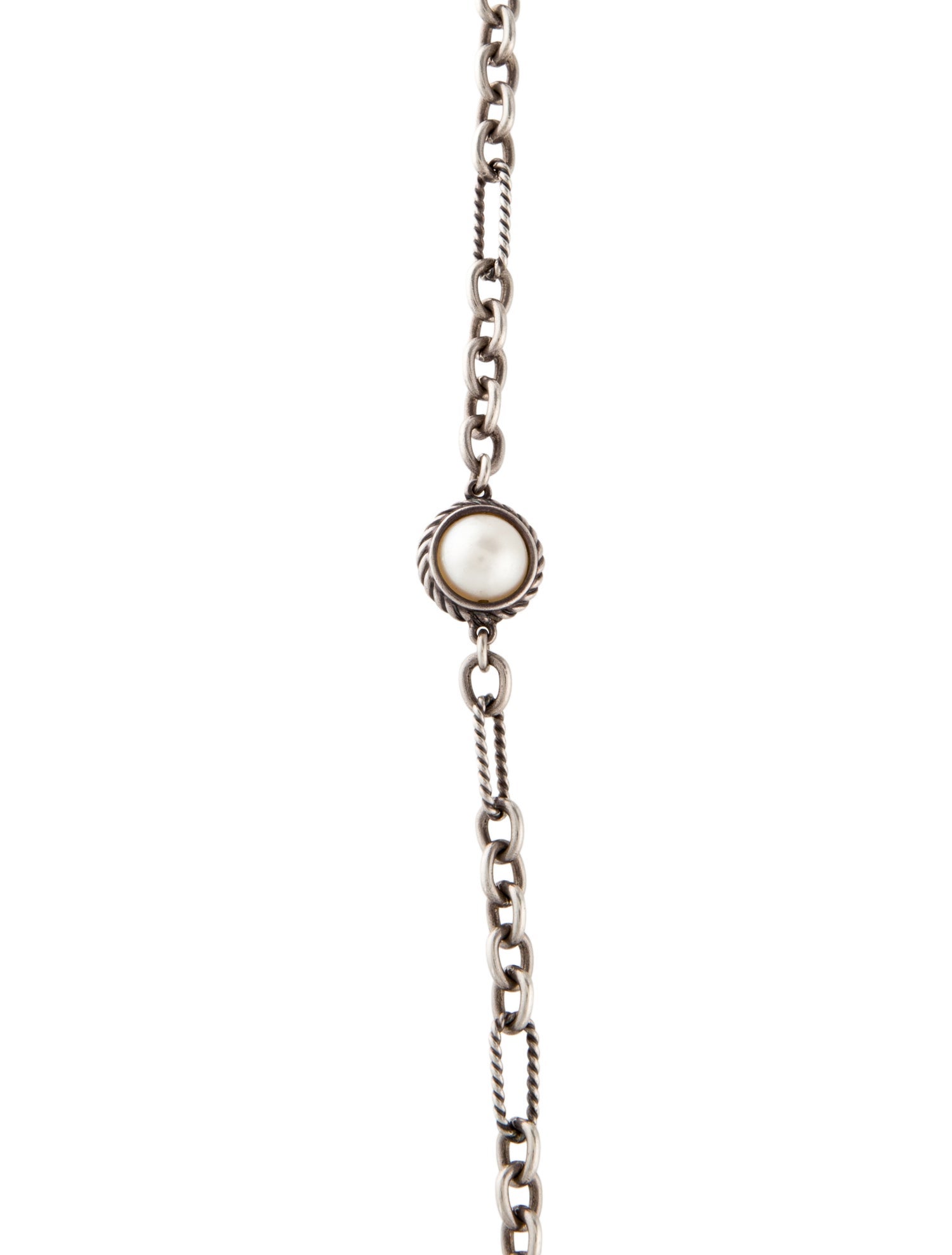 David Yurman Pearl Figaro Chain Station Necklace