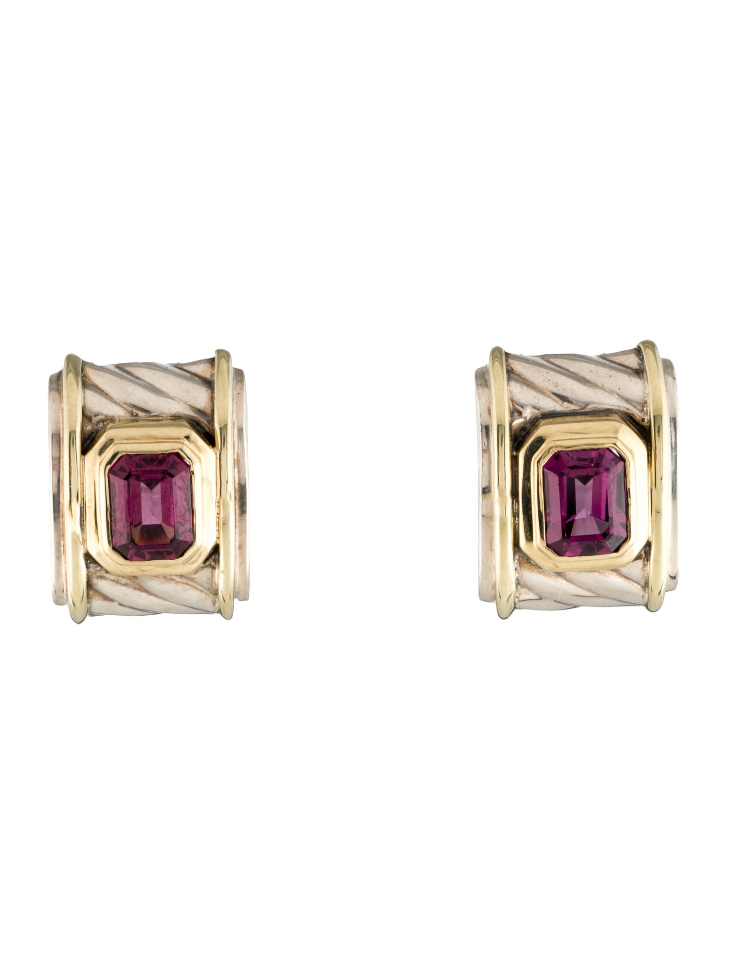 David Yurman Garnet Cigar Band Earclips