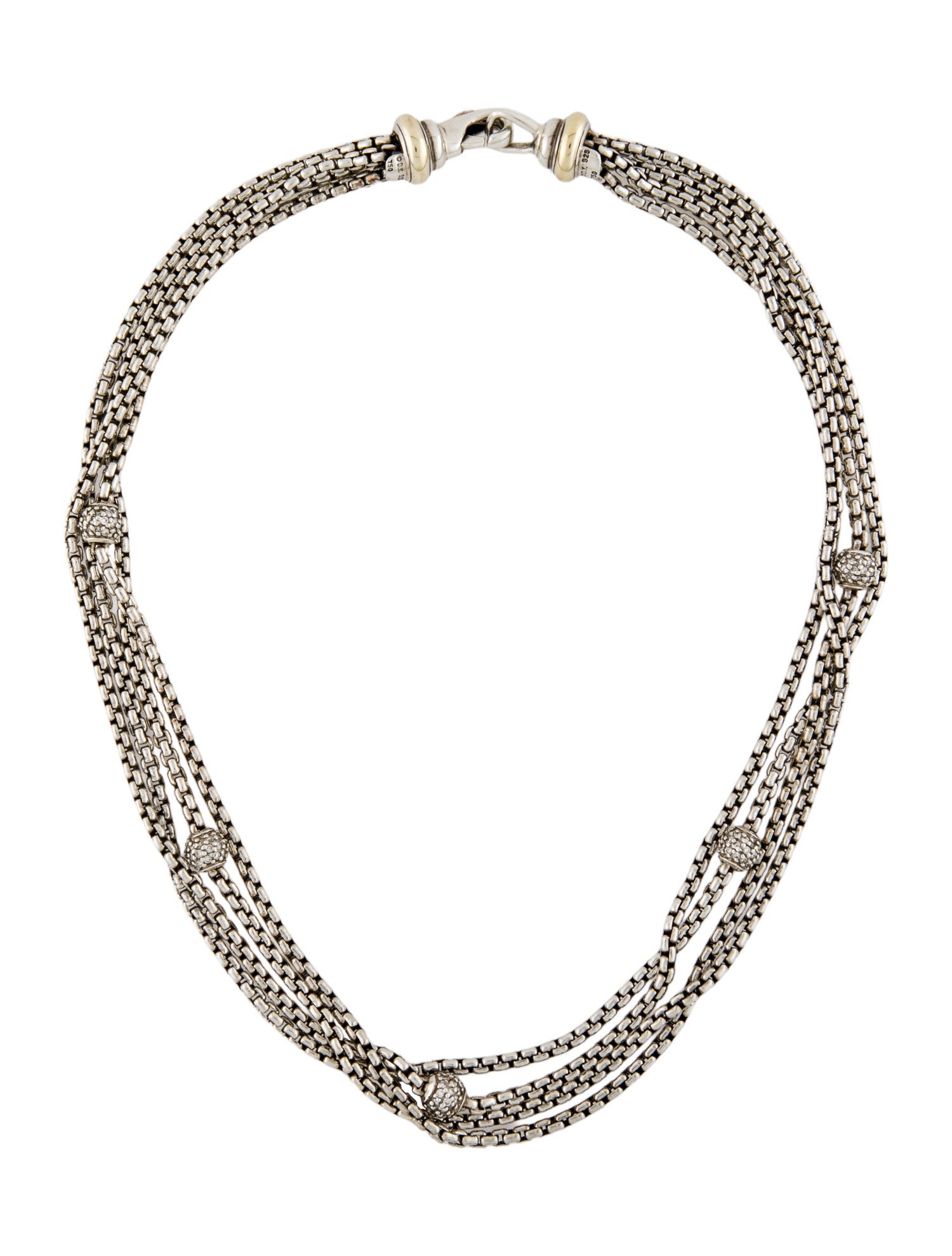 David Yurman Diamond Pavé Ball Four Row Necklace
