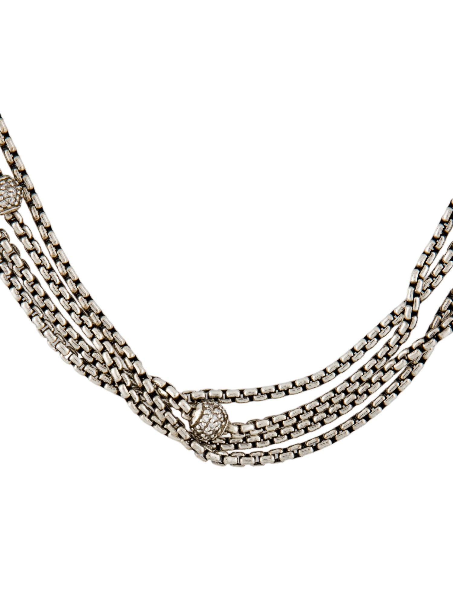 David Yurman Diamond Pavé Ball Four Row Necklace