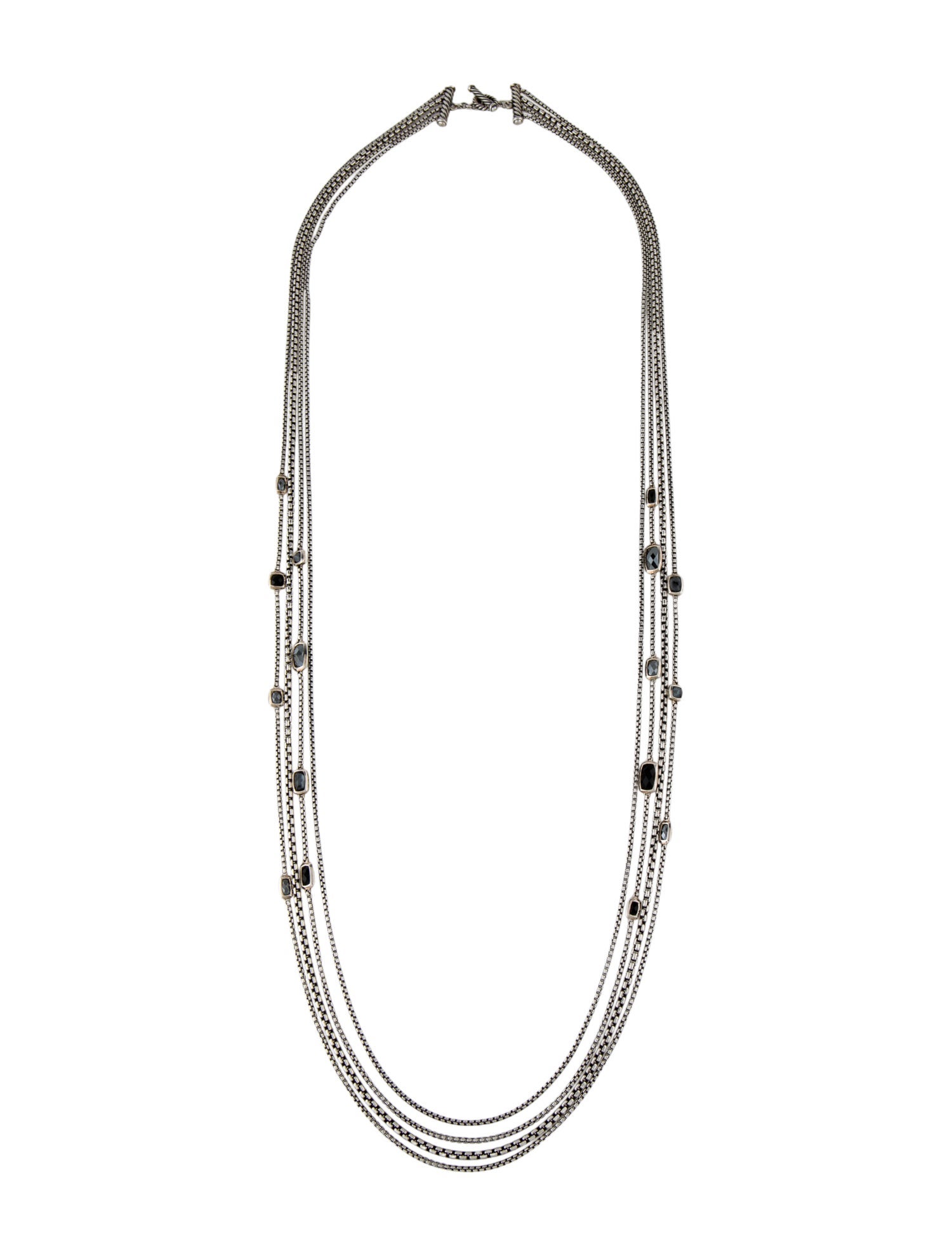 David Yurman Onyx, Hematine & Diamond Confetti Multistrand Necklace