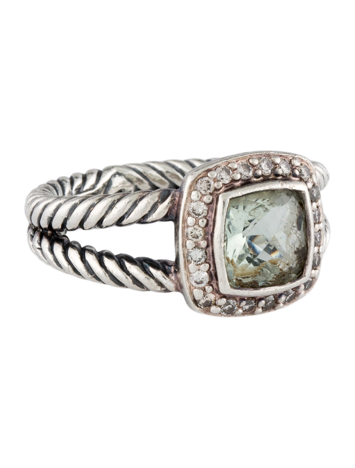 David Yurman Prasiolite & Diamond Petite Albion Ring