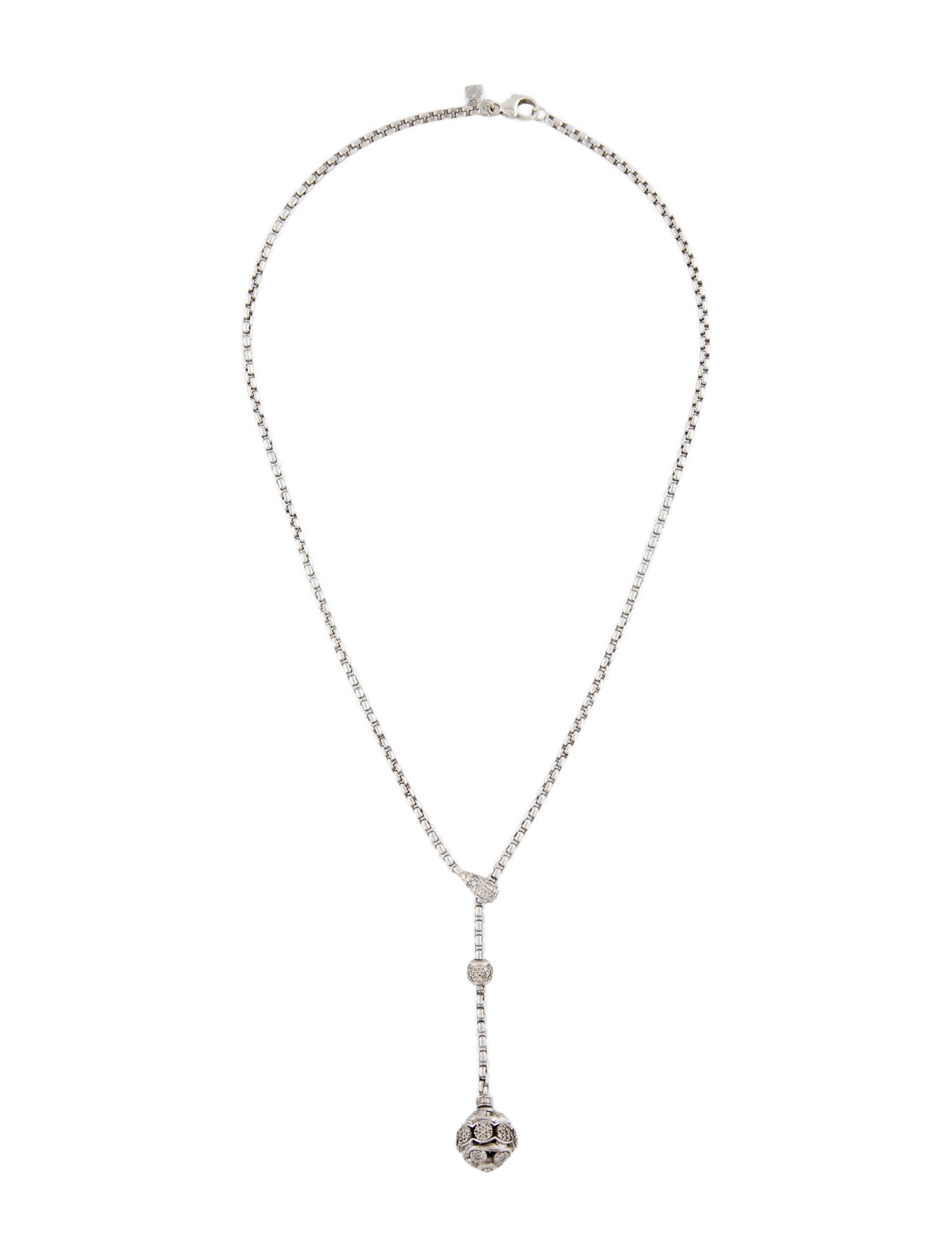 David Yurman Diamond Ball Lariat Necklace