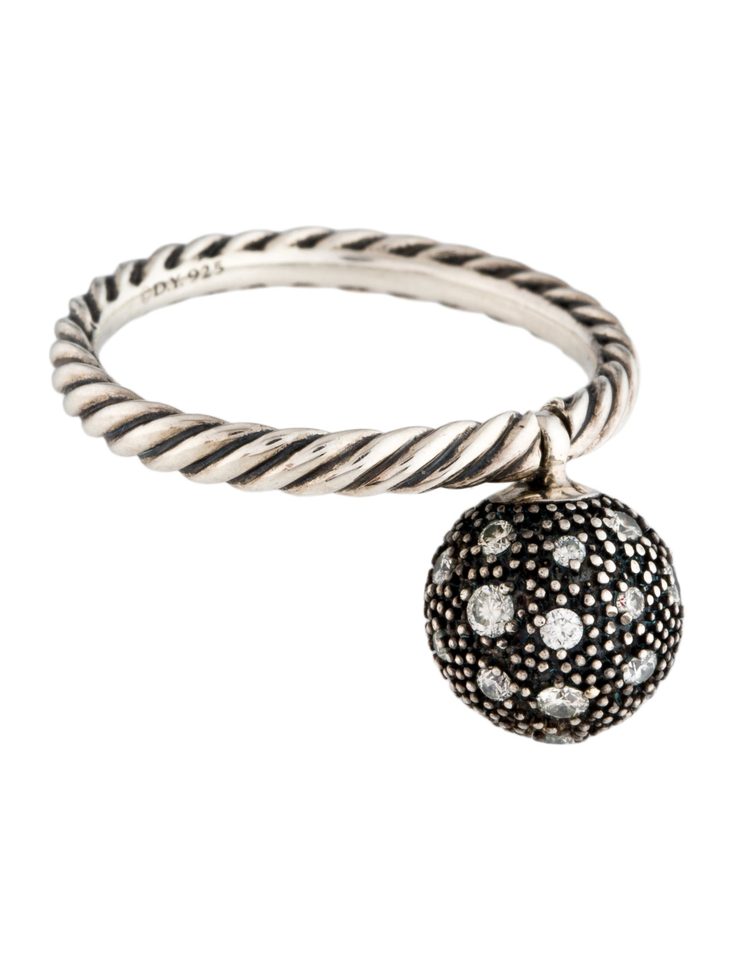 David Yurman Diamond Pavé Ball Midnight Melange Stacking Ring