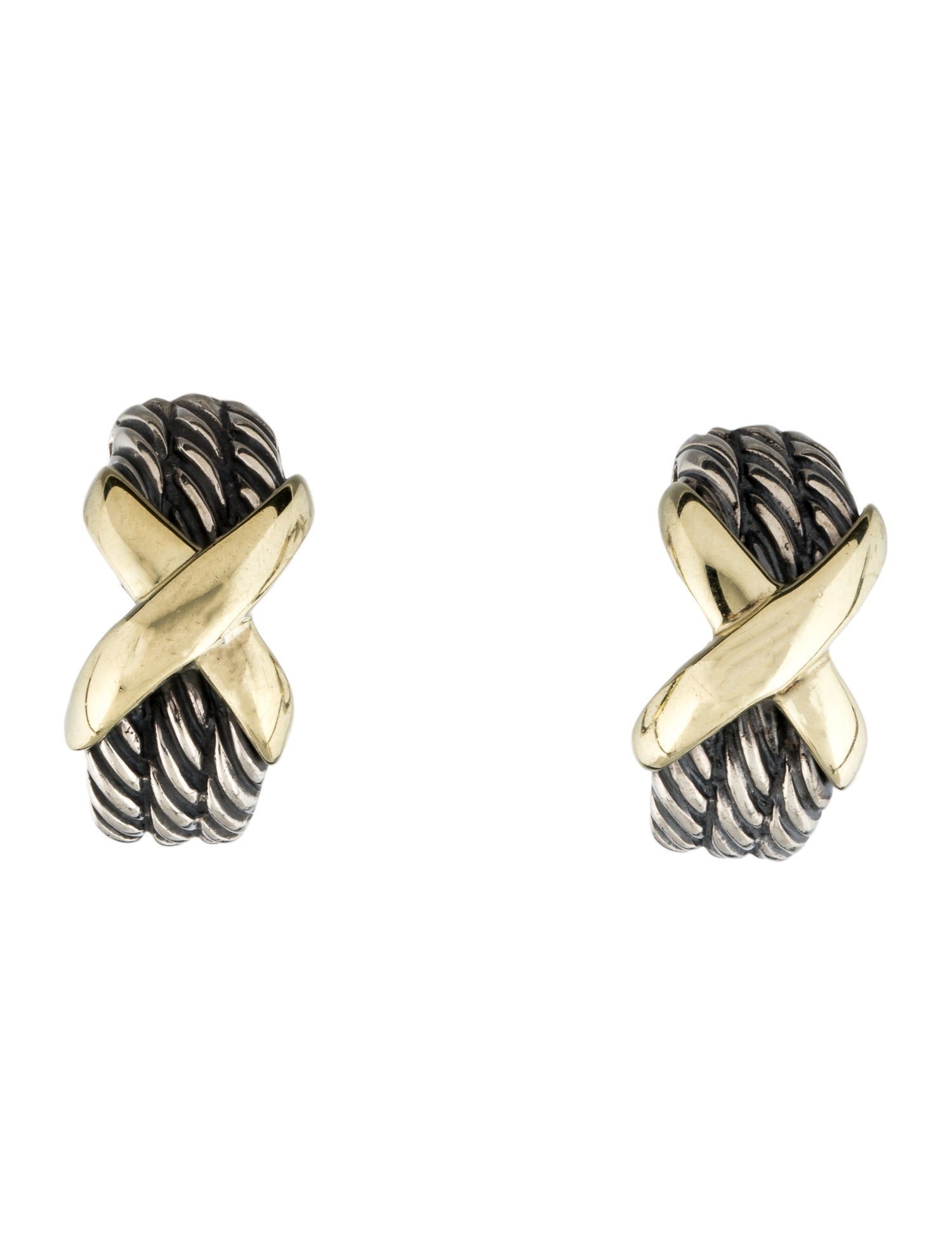 David Yurman Two-Tone X Crossover Huggie Earclips