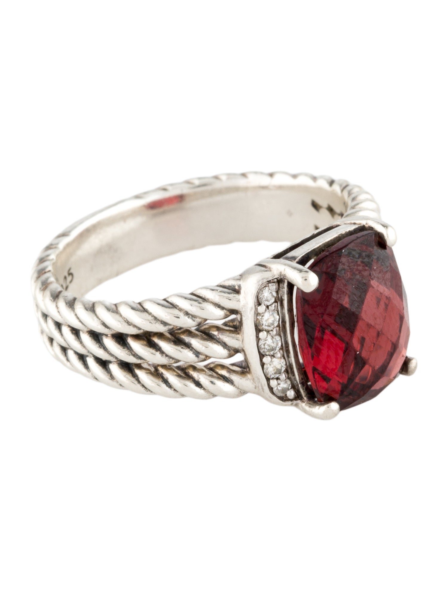 David Yurman Garnet & Diamond Wheaton Ring