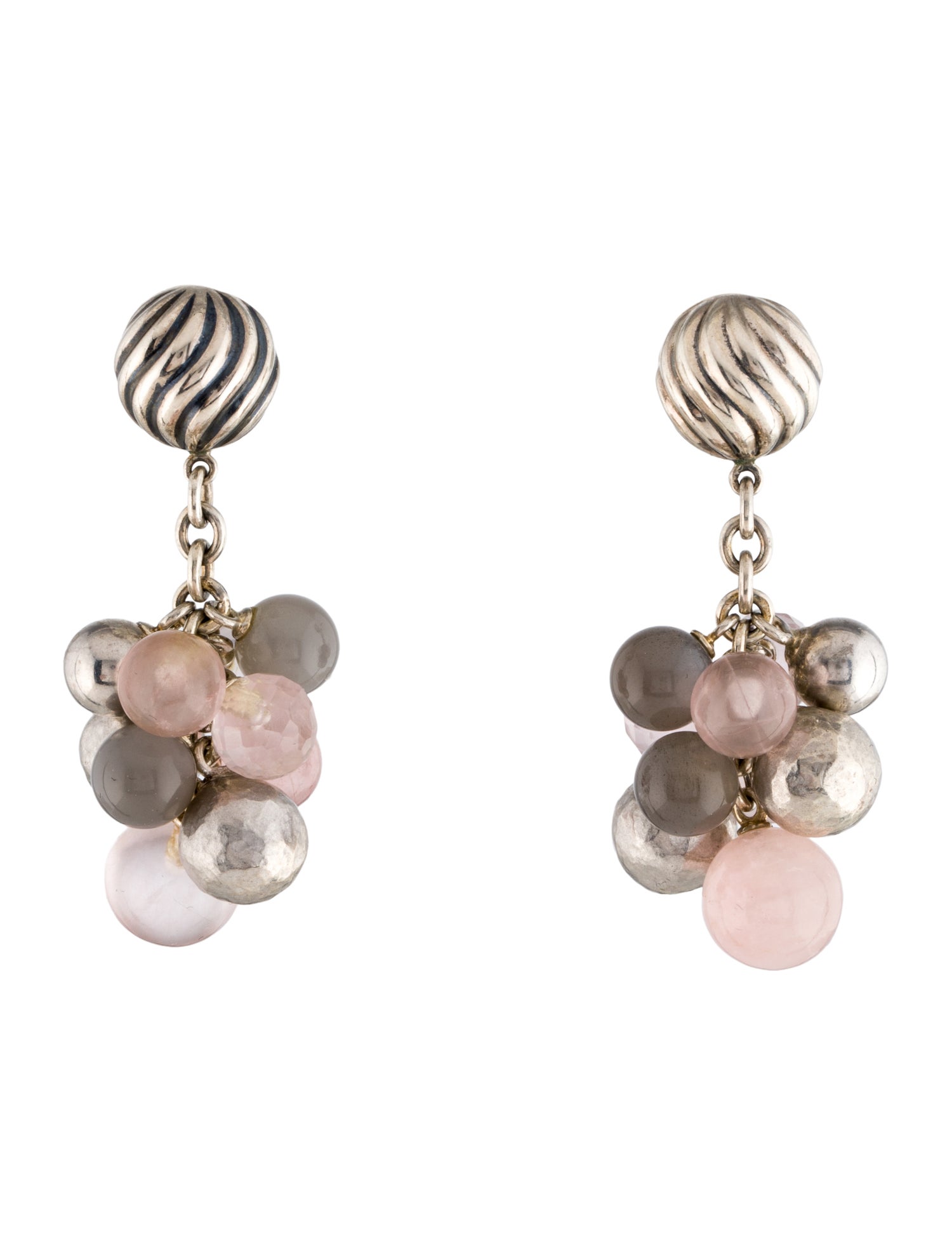 David Yurman Rose Quartz & Moonstone Elements Drop Earrings