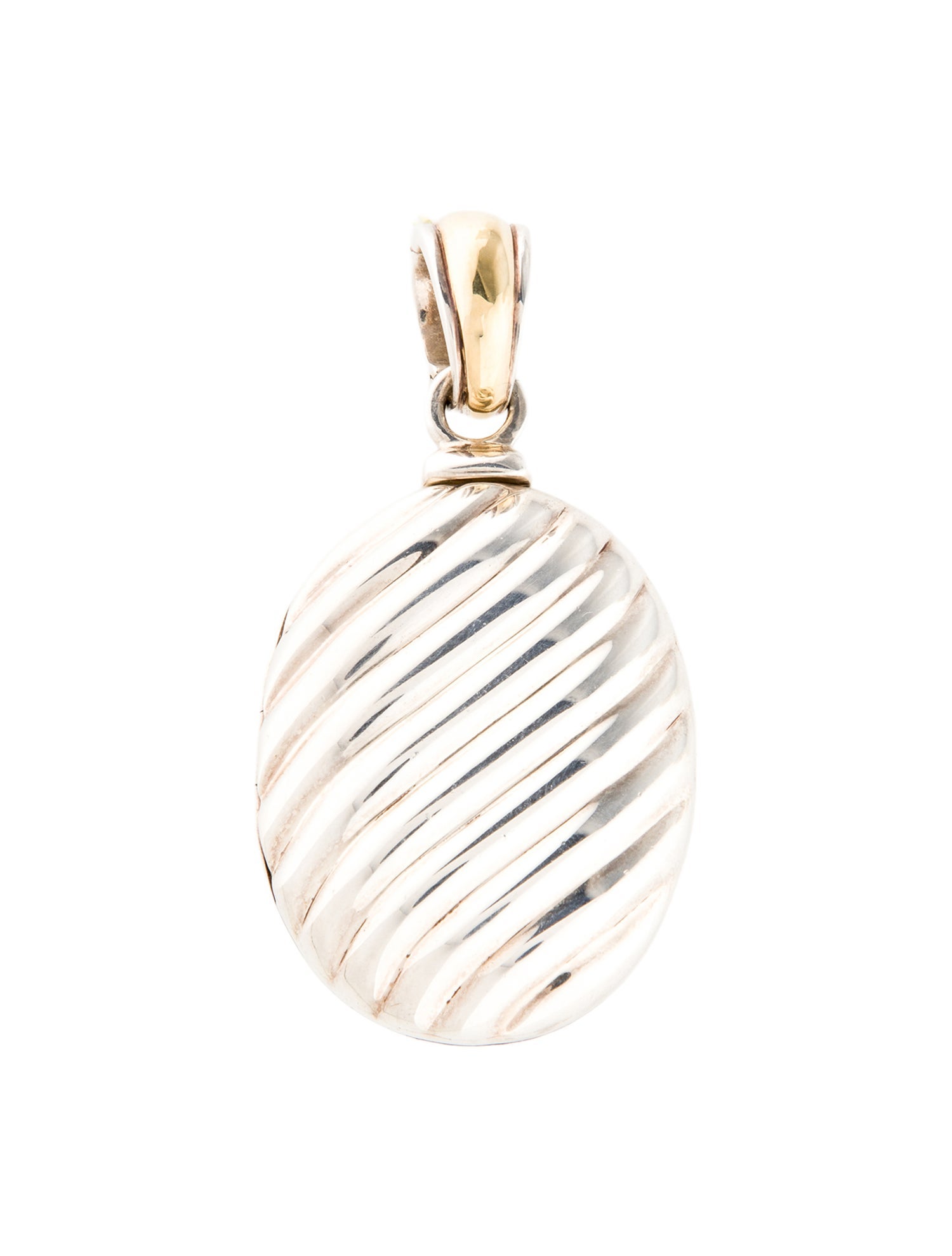 David Yurman Two-Tone Sculpted Cable Oval Locket