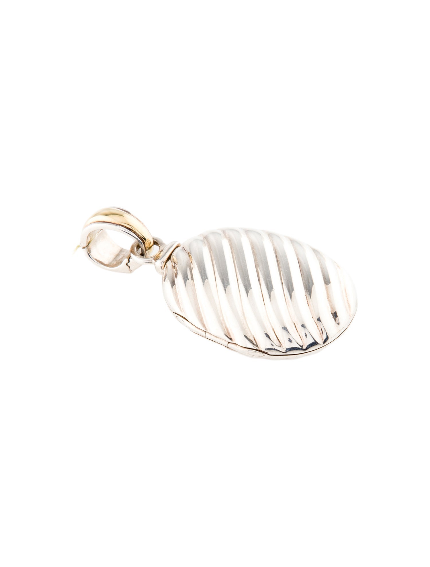 David Yurman Two-Tone Sculpted Cable Oval Locket