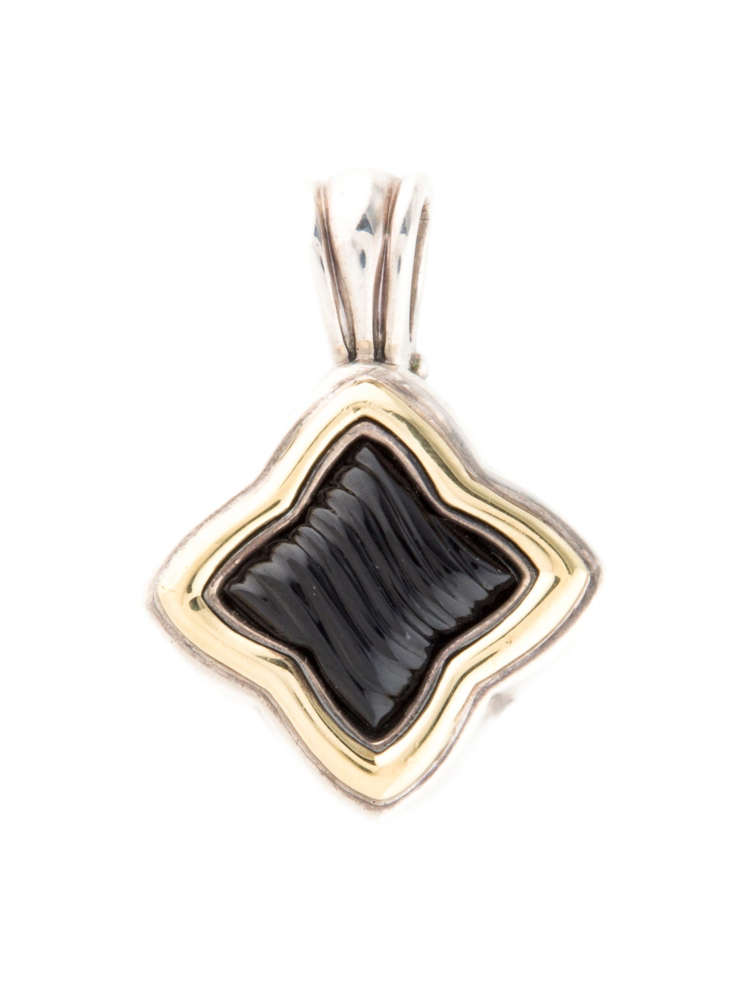 David Yurman Vintage Onyx Quatrefoil Enhancer Pendant