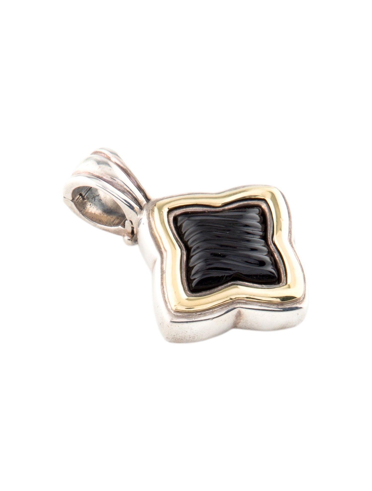 David Yurman Vintage Onyx Quatrefoil Enhancer Pendant
