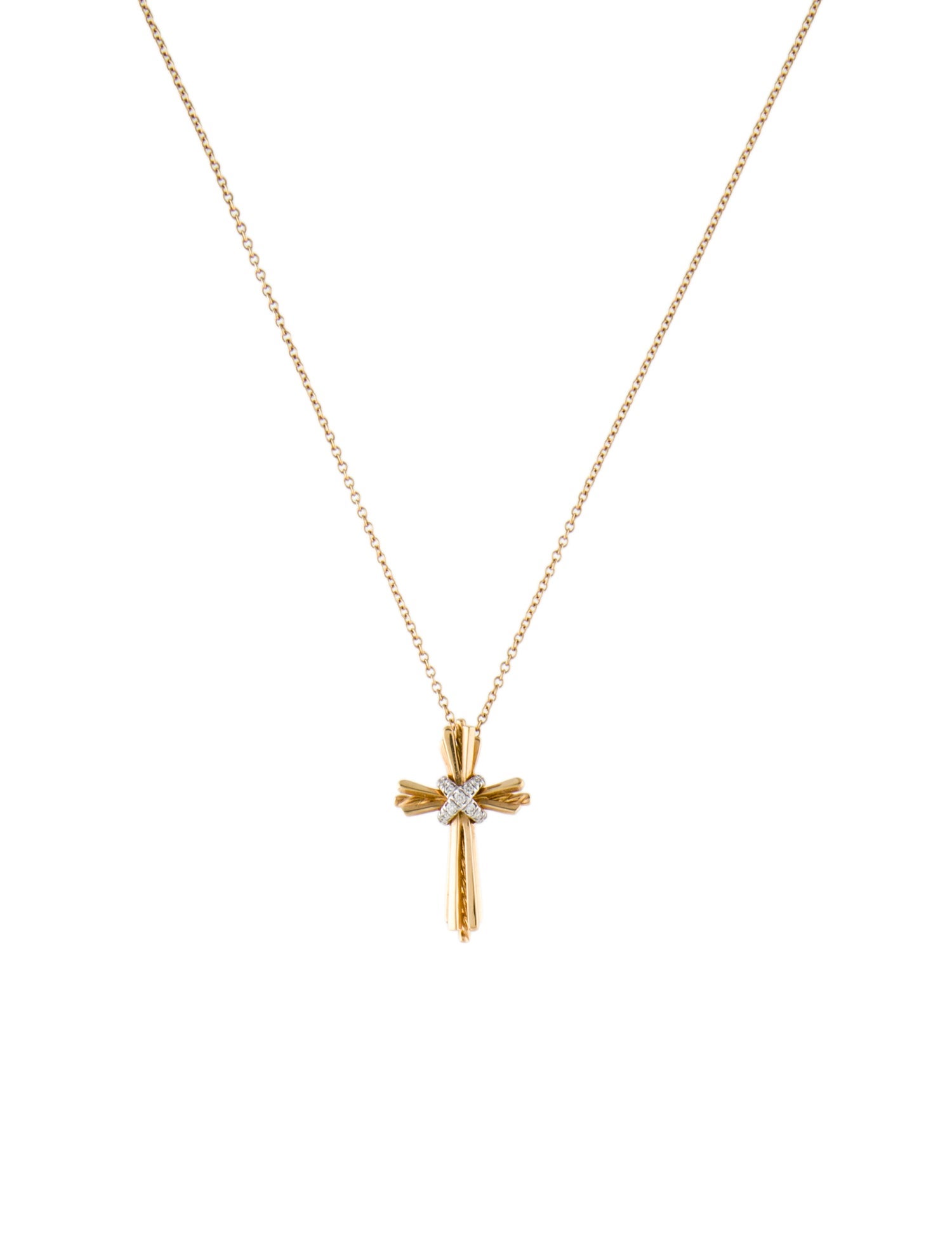 David Yurman 18K Diamond Angelika Cross Pendant Necklace