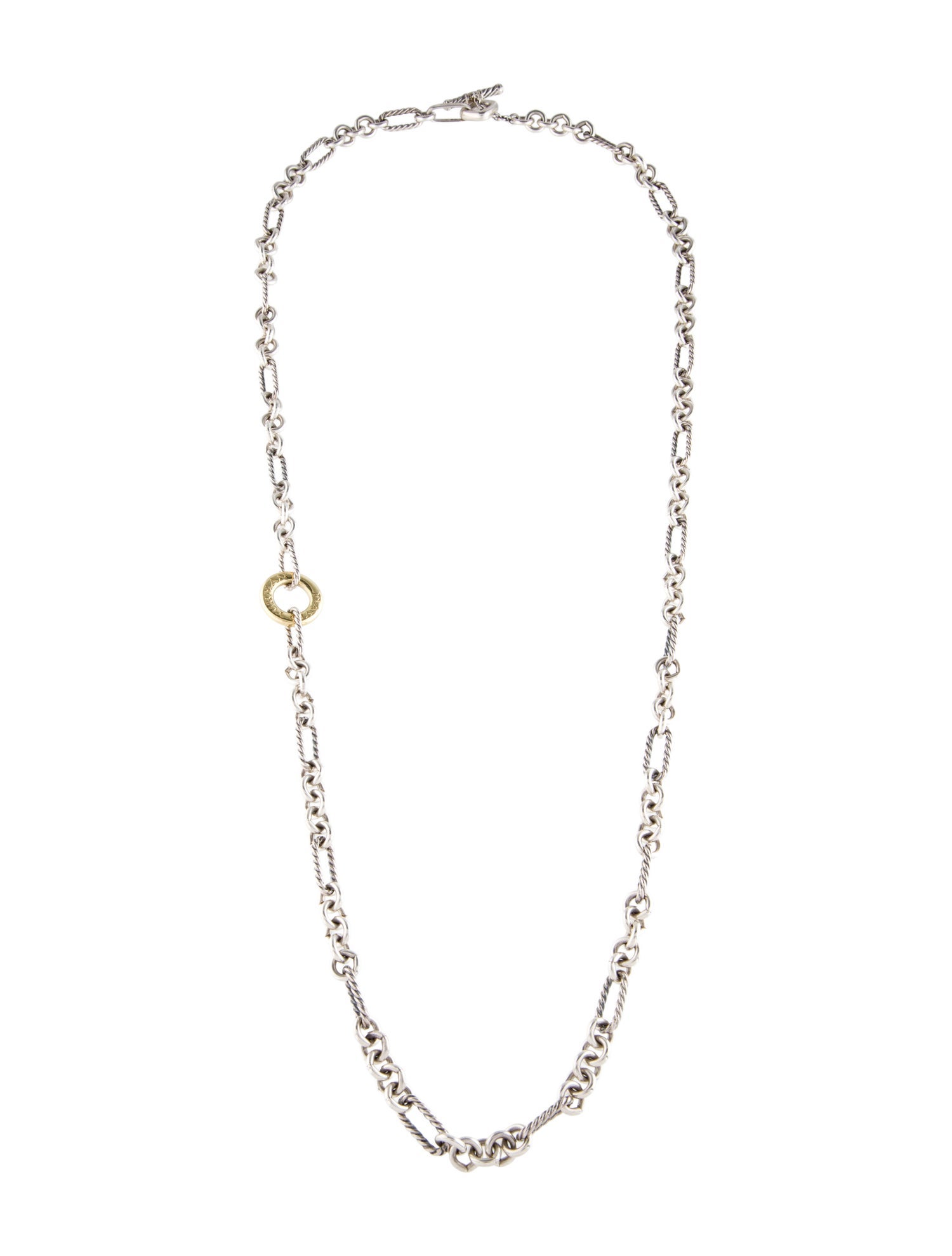David Yurman Two-Tone Figaro Chain Link Necklace