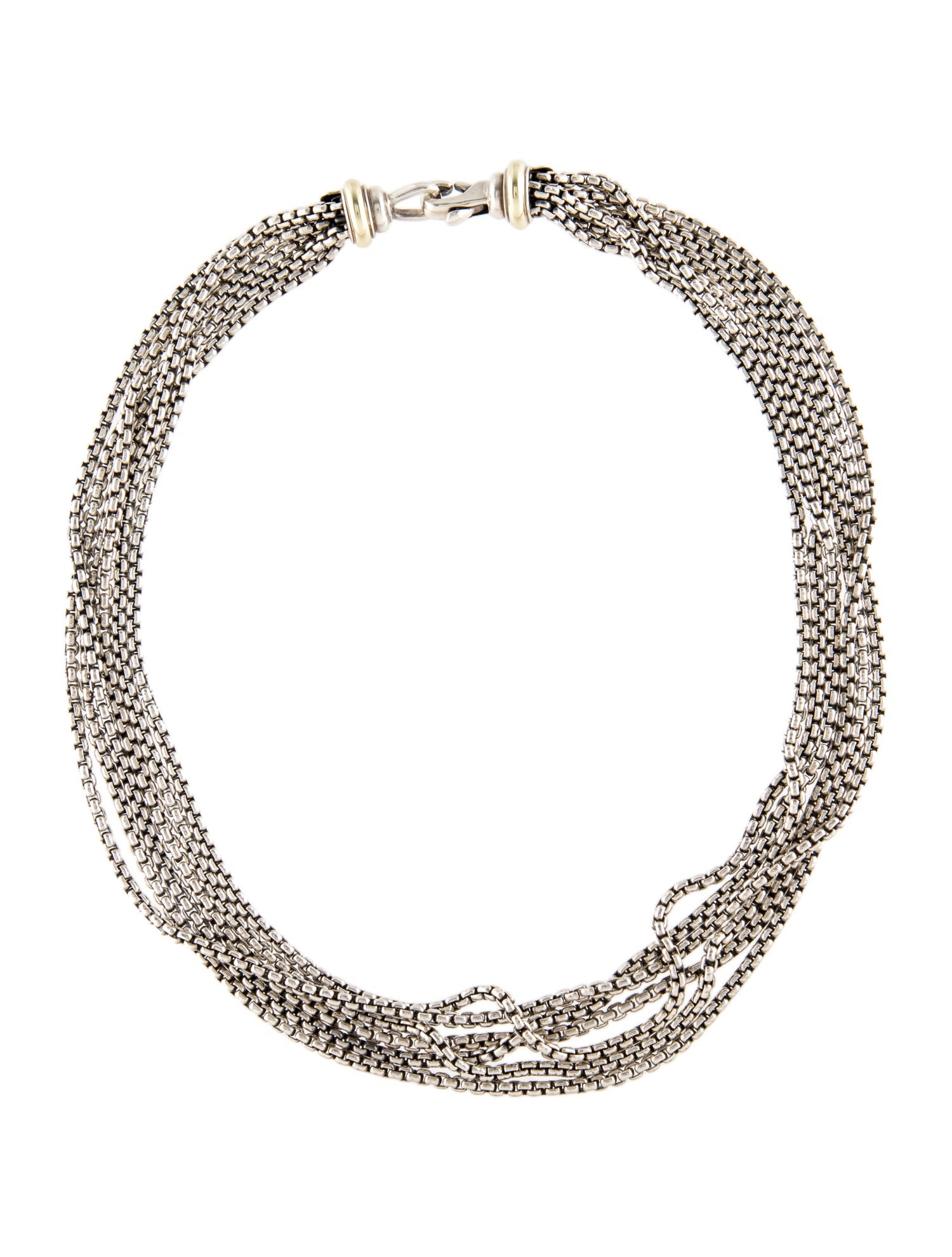 David Yurman Two-Tone Multi-Strand Box Chain Necklace