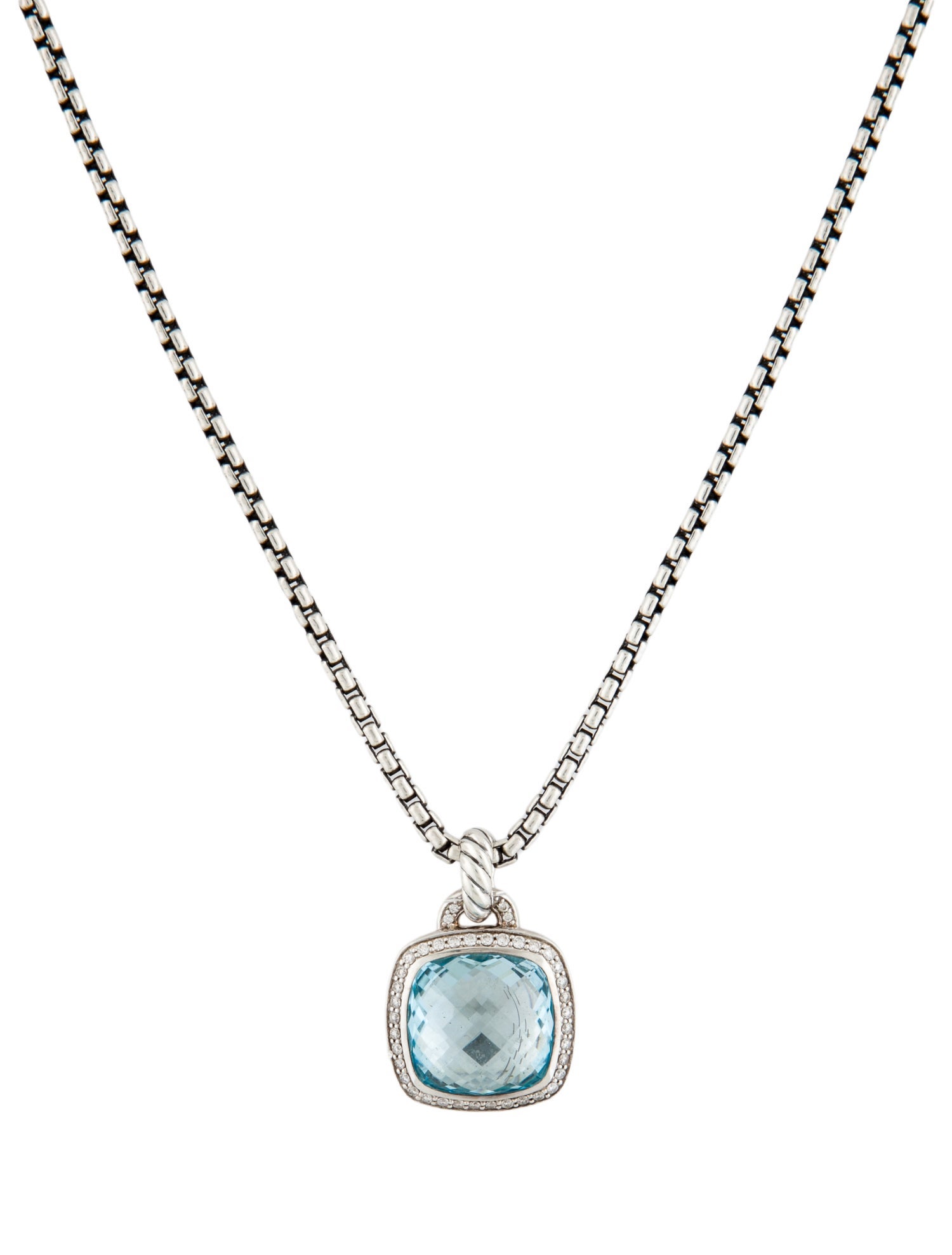 David Yurman Topaz & Diamond Pendant Necklace