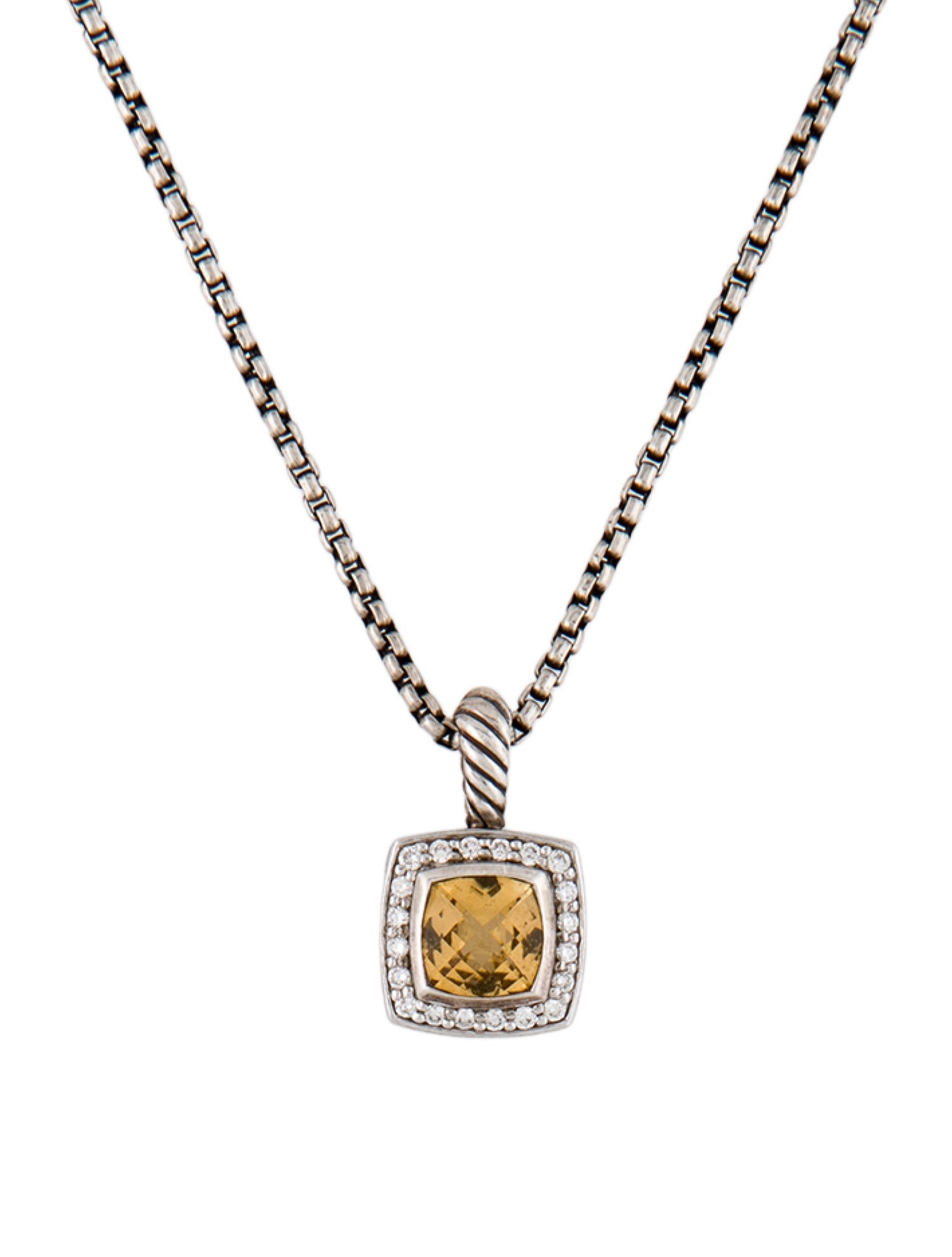 David Yurman Citrine & Diamond Petite Albion Pendant Necklace