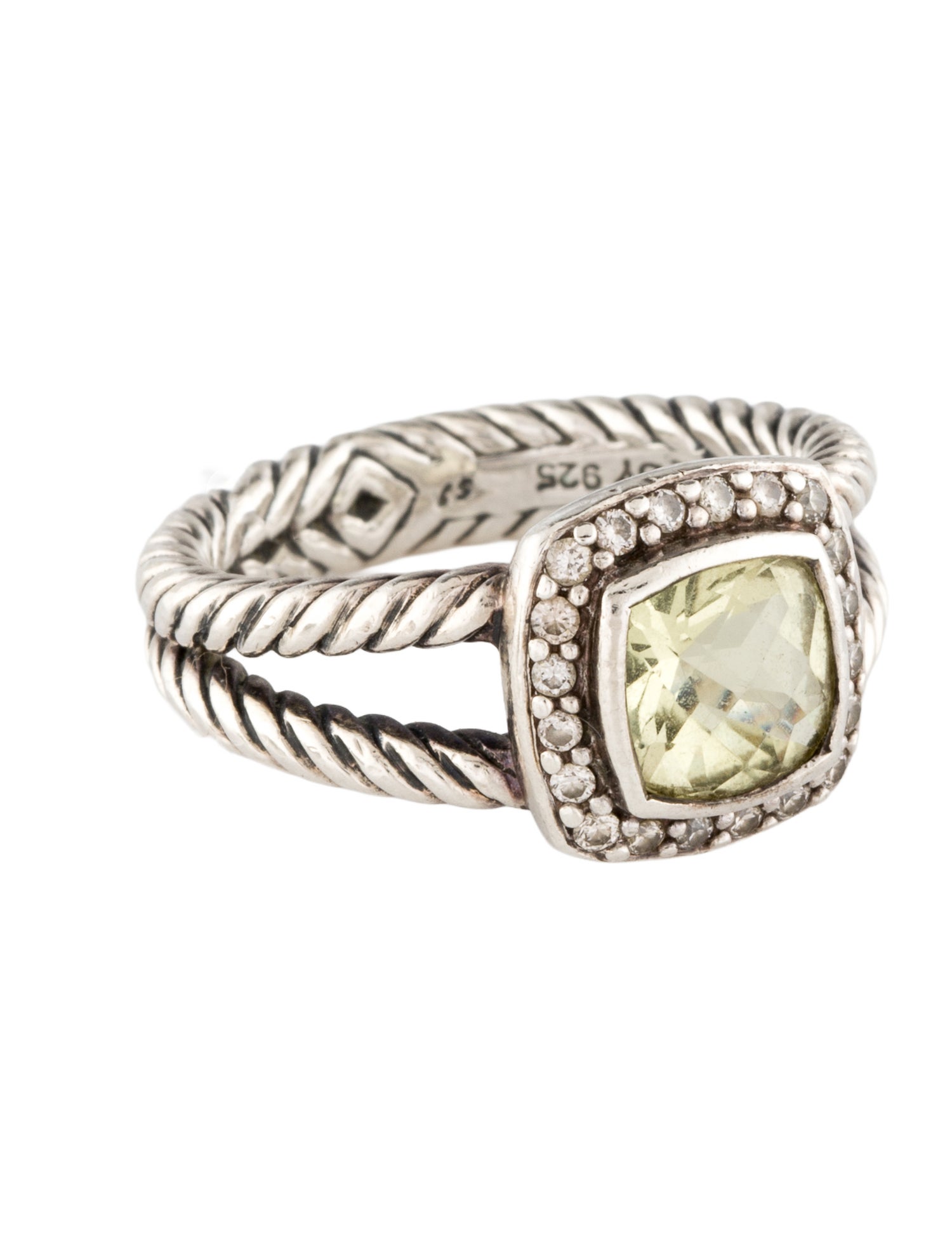 David Yurman Prasiolite & Diamond Petite Albion Ring