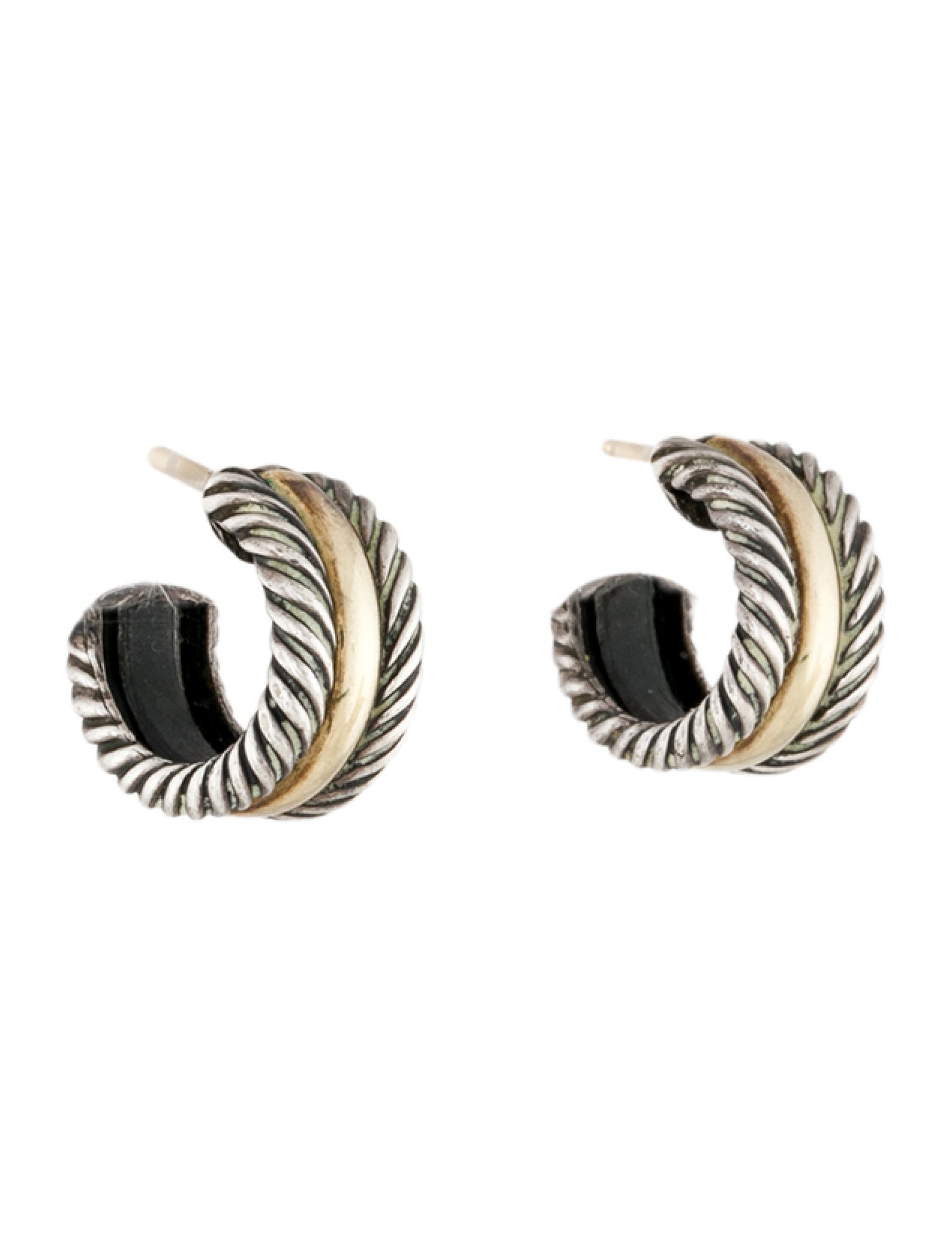 David Yurman Two-tone Cable Collectibles Huggie Hoop Earrings
