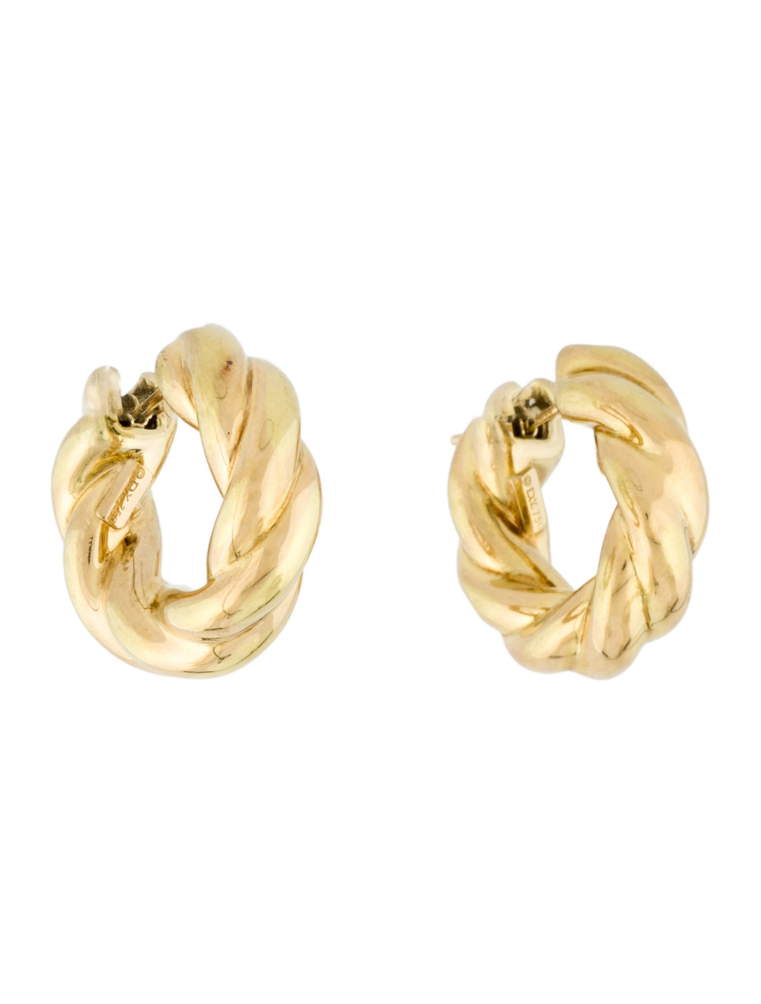 David Yurman 18K Sculpted Cable Hoop Earrings