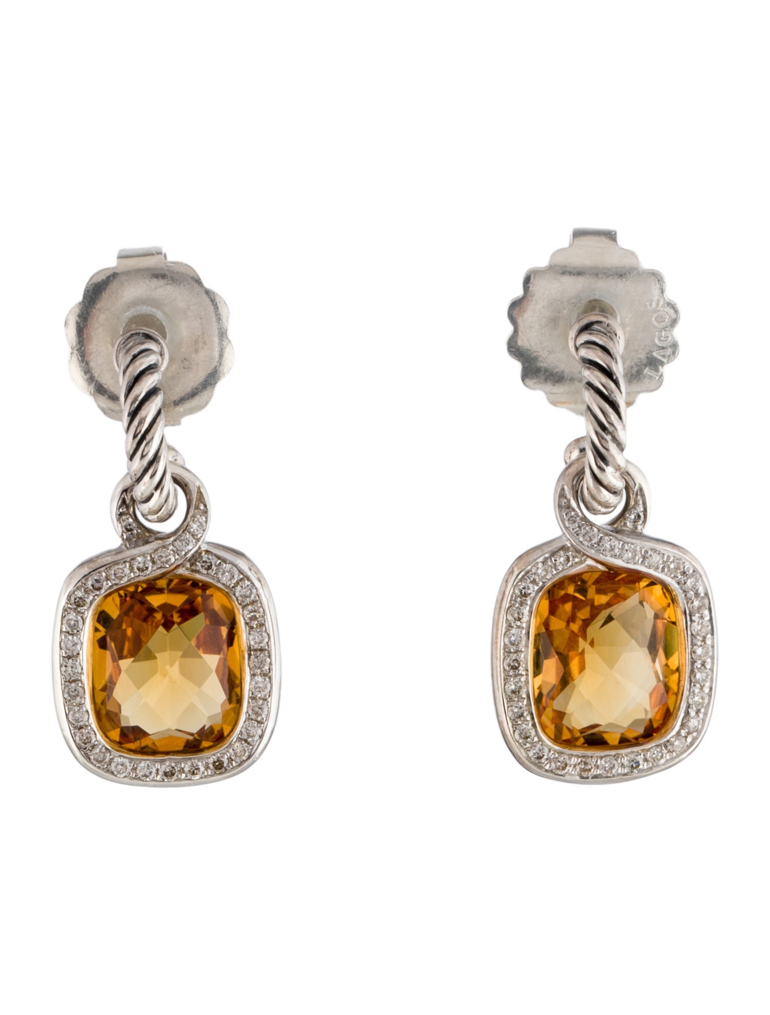 David Yurman Citrine & Diamond Labyrinth Drop Earrings