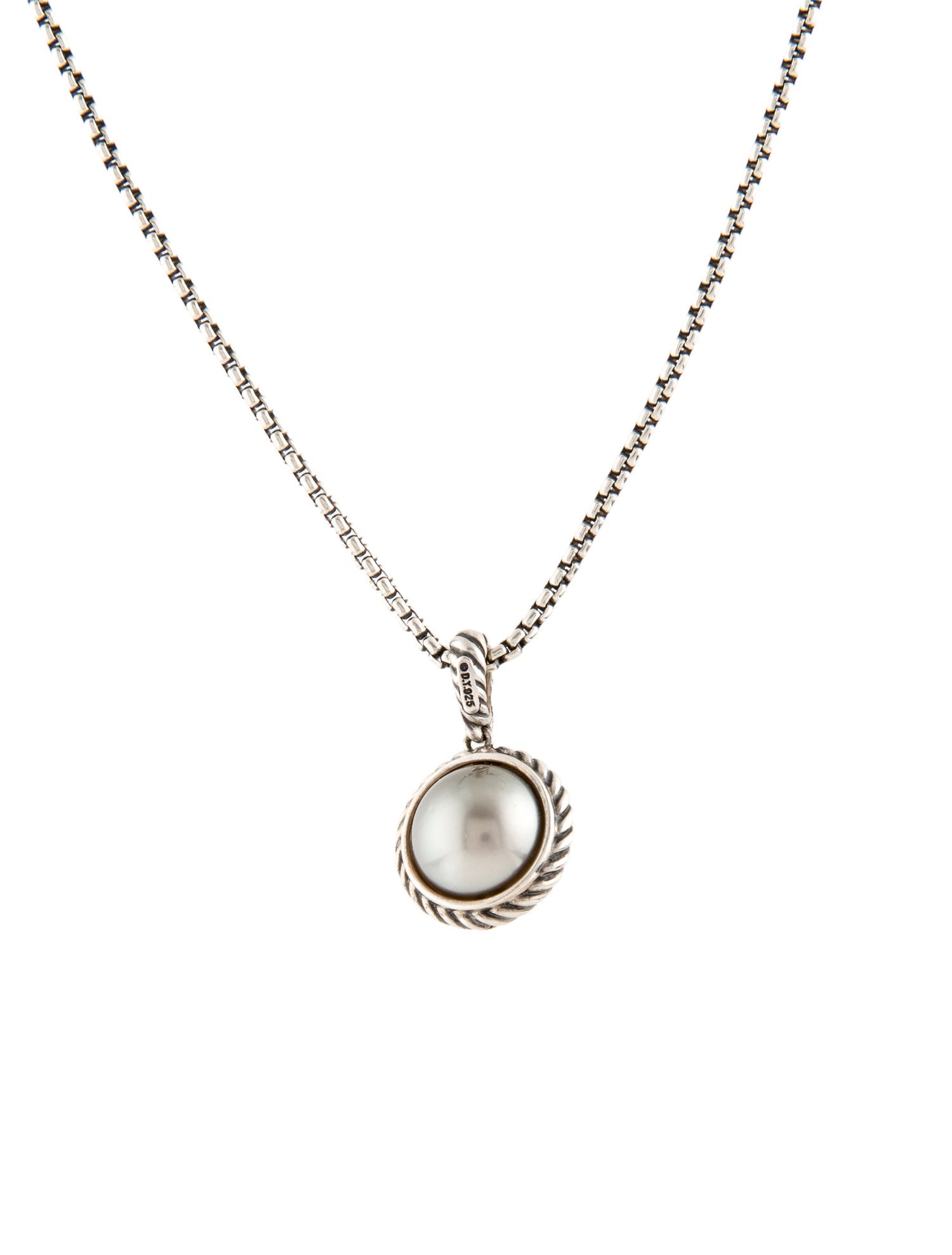 David Yurman Pearl Cable Pendant Necklace