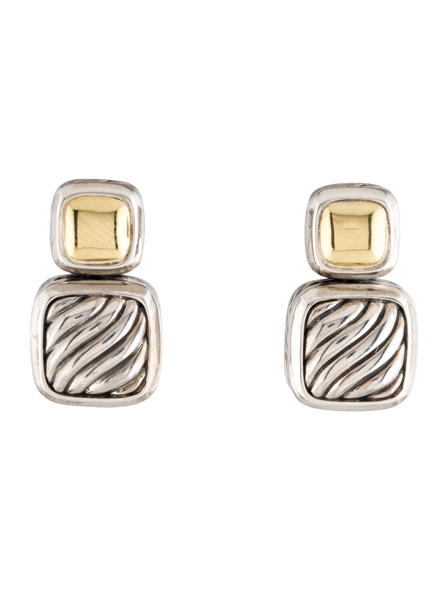 David Yurman Two-Tone Chiclet Drop Earrings
