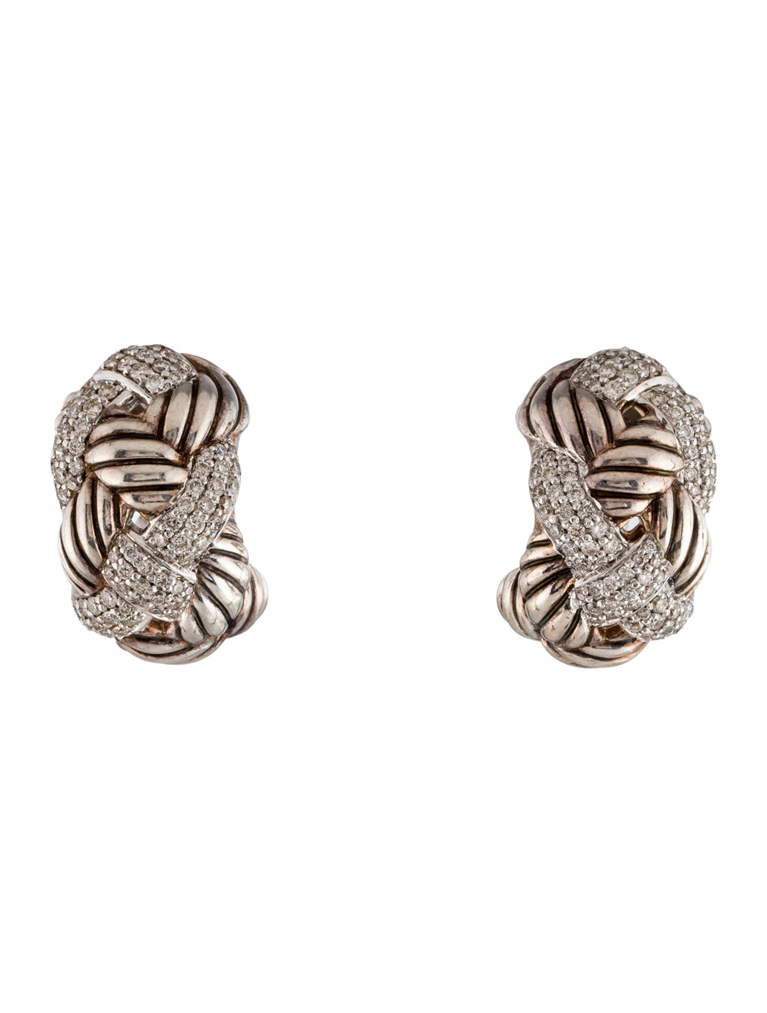 David Yurman Diamond Woven Cable Earclips