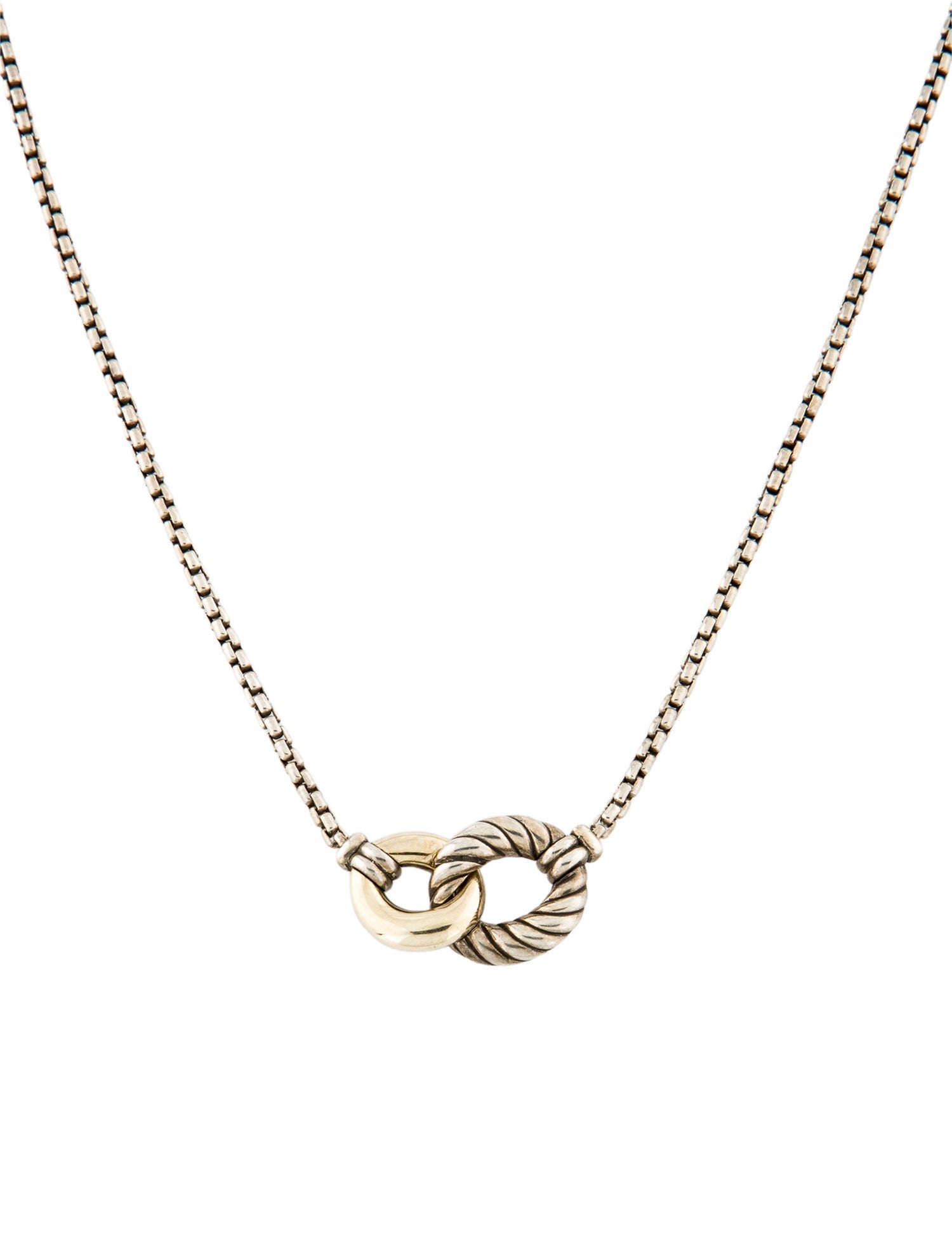 David Yurman Two-Tone Interlocking Circle Pendant Necklace