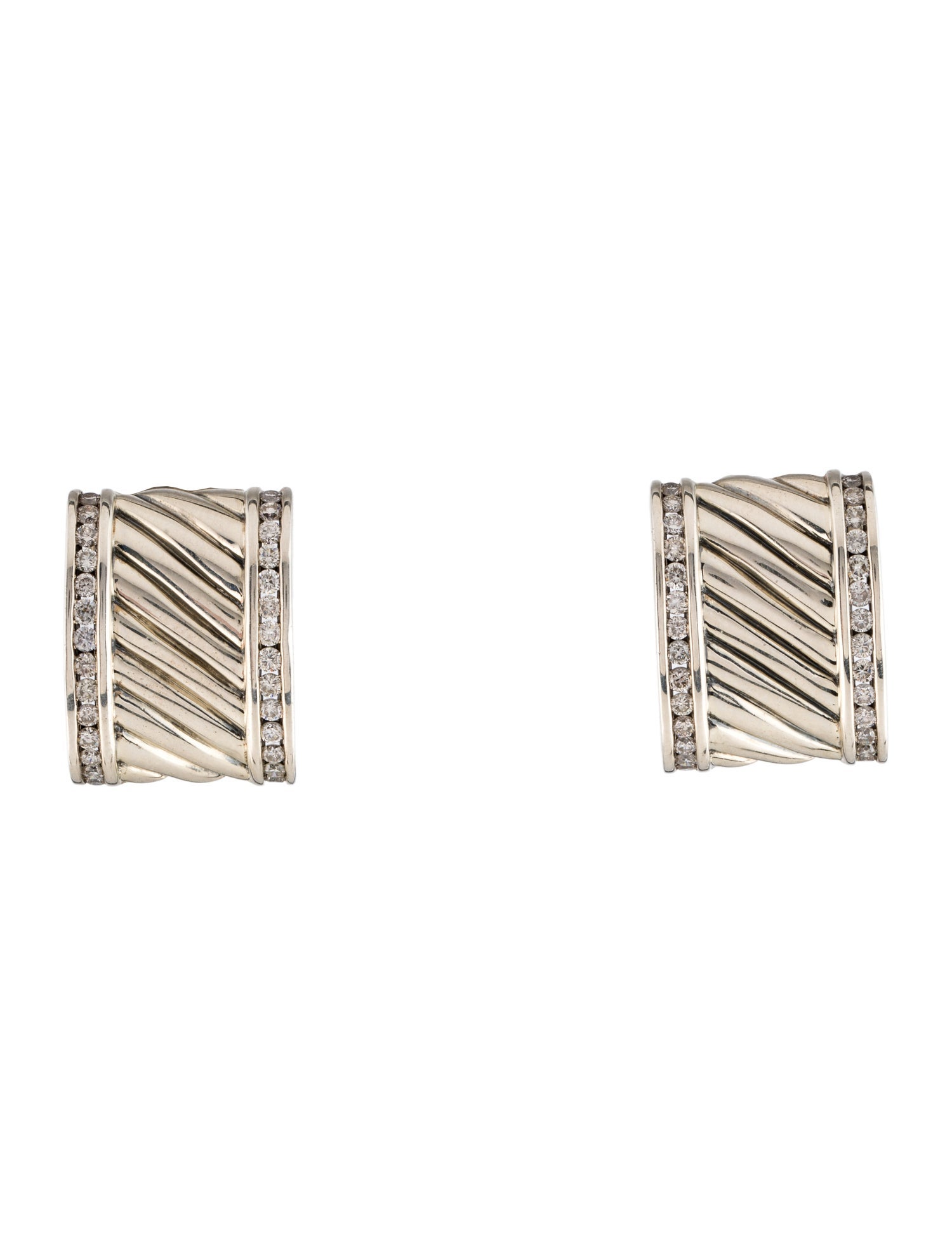 David Yurman Diamond Cigar Cable Earclips