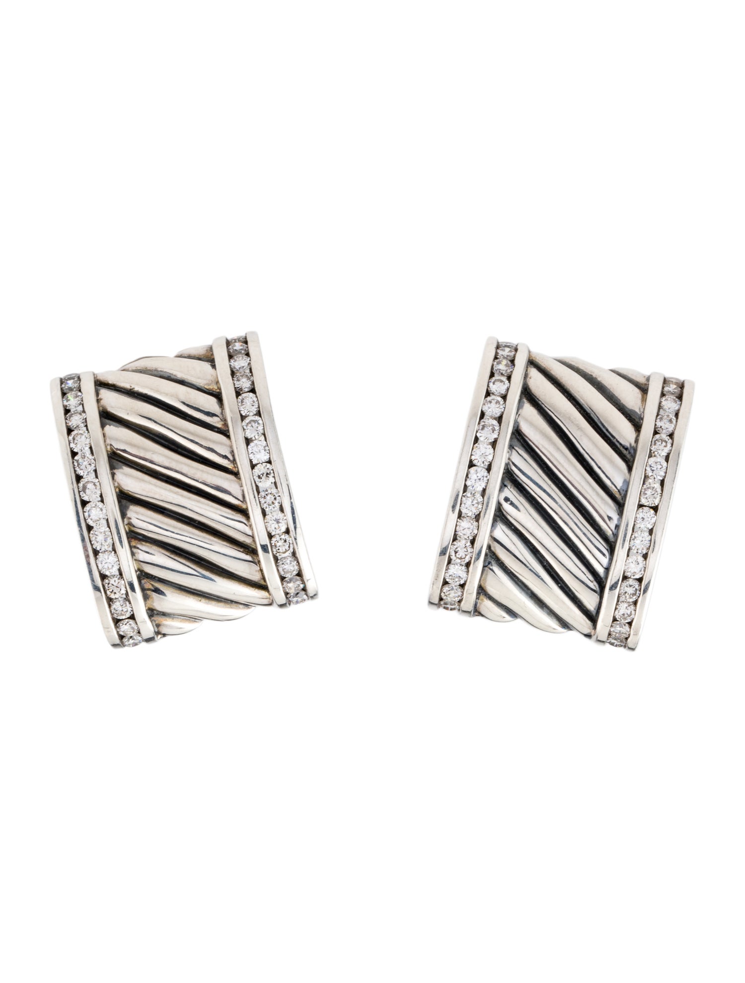 David Yurman Diamond Cigar Earrings