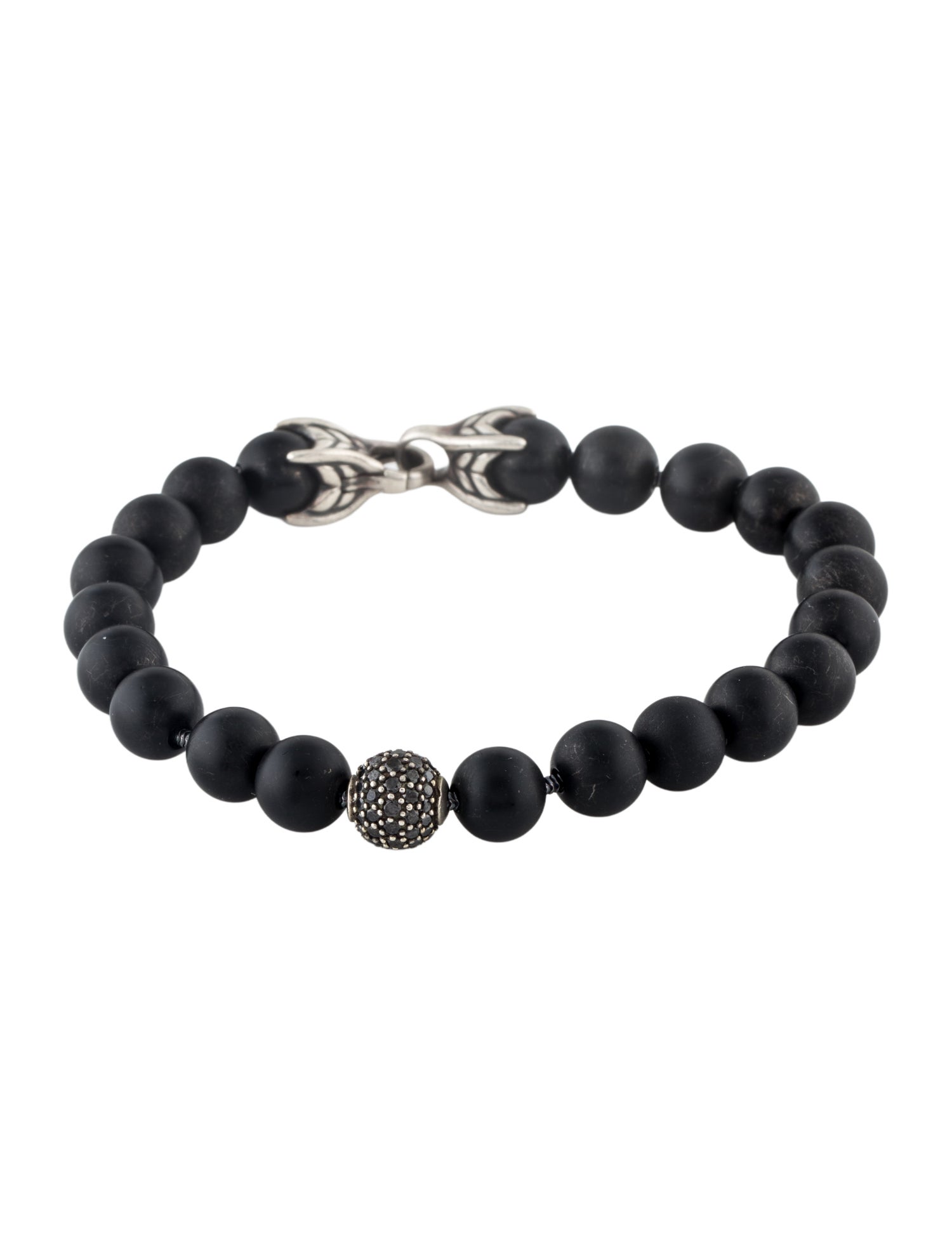 David Yurman Onyx & Diamond Spiritual Bead Bracelet