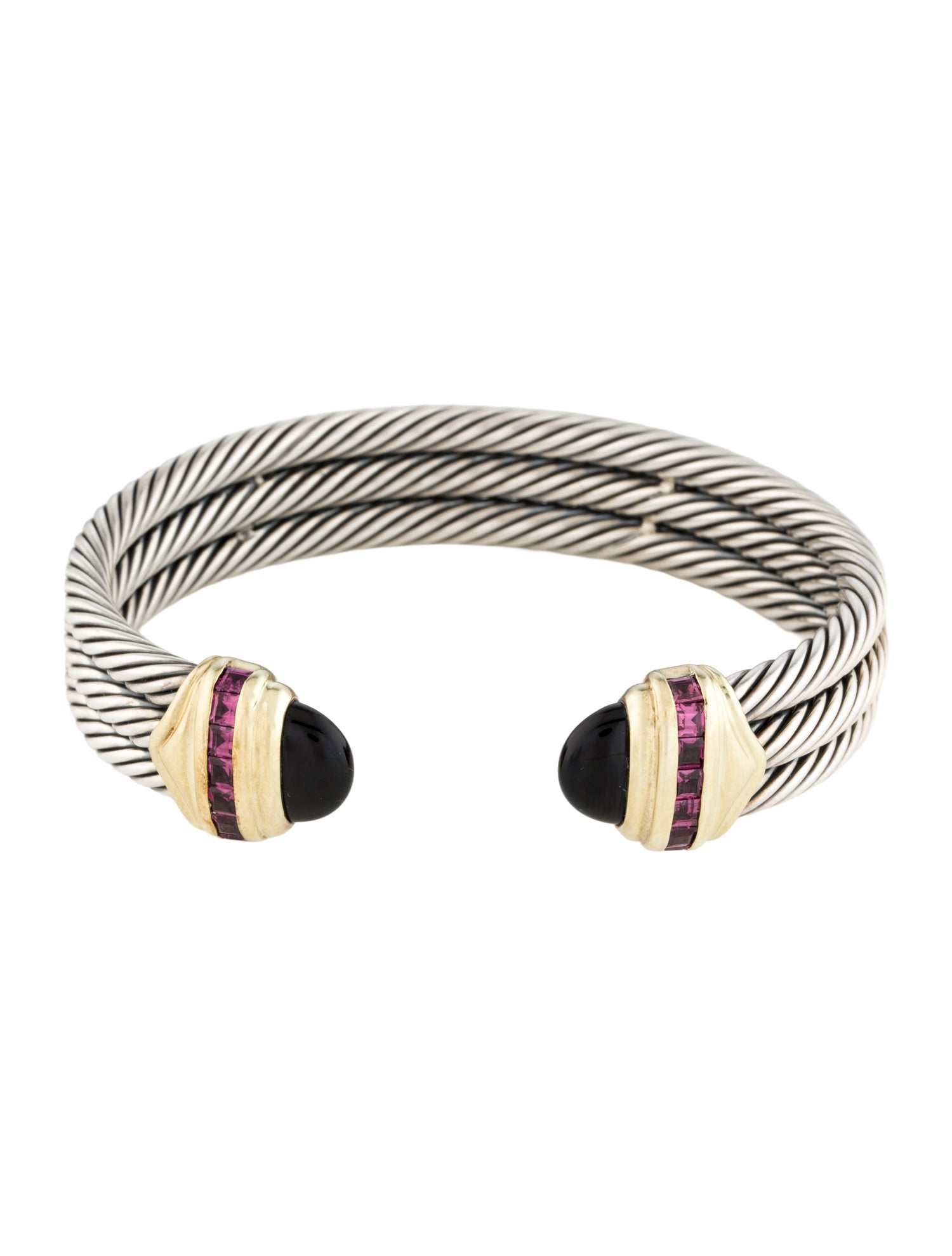 David Yurman Vintage Onyx & Rhodolite Renaissance Cuff