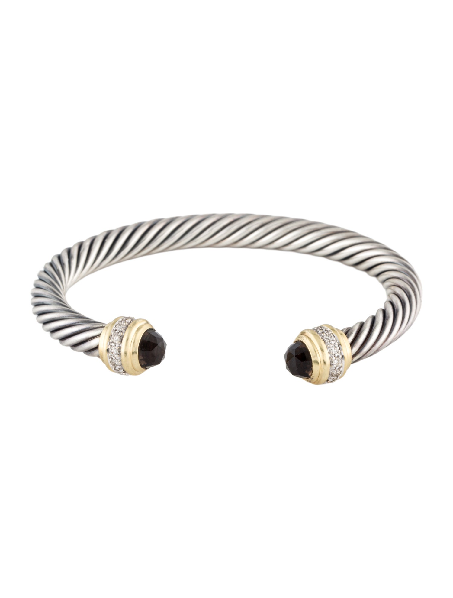 David Yurman Smoky Quartz & Diamond Cable Classic Cuff