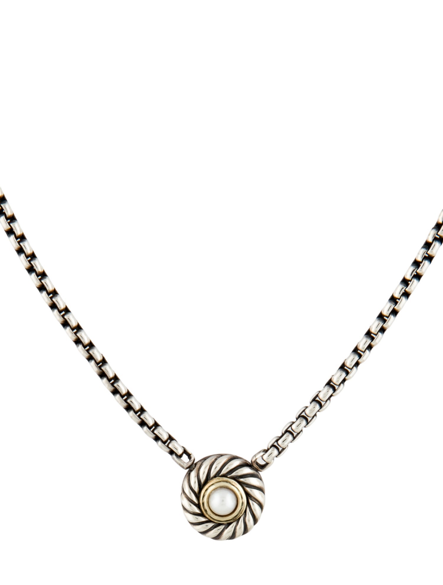 David Yurman Cultured Pearl Cookie Pendant Necklace