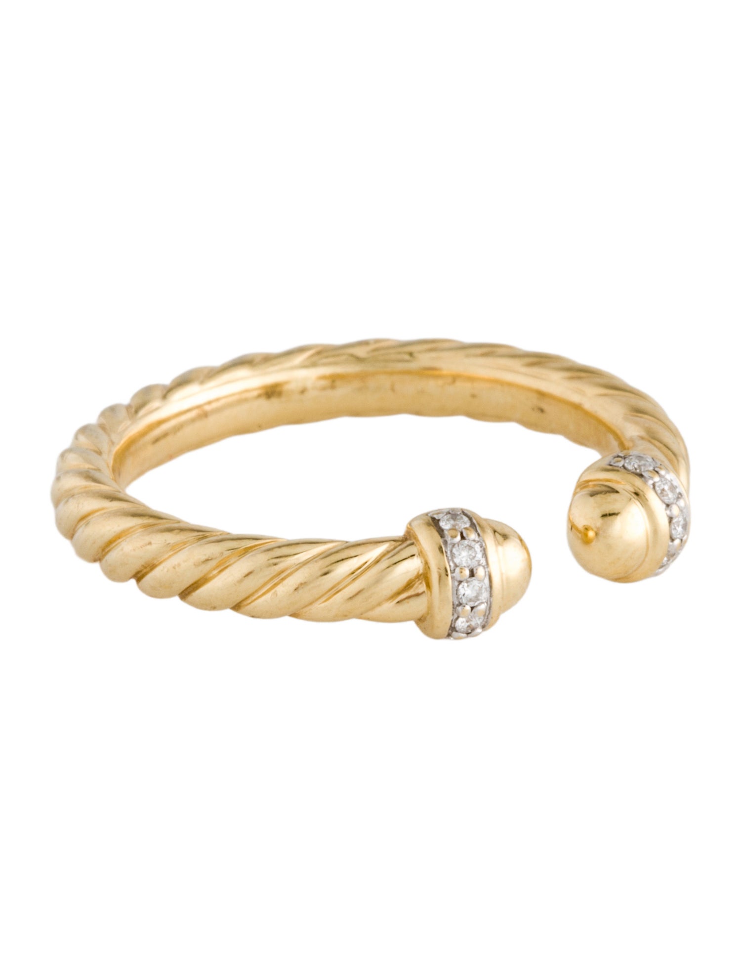 David Yurman 18K Diamond Cable Open Band Ring