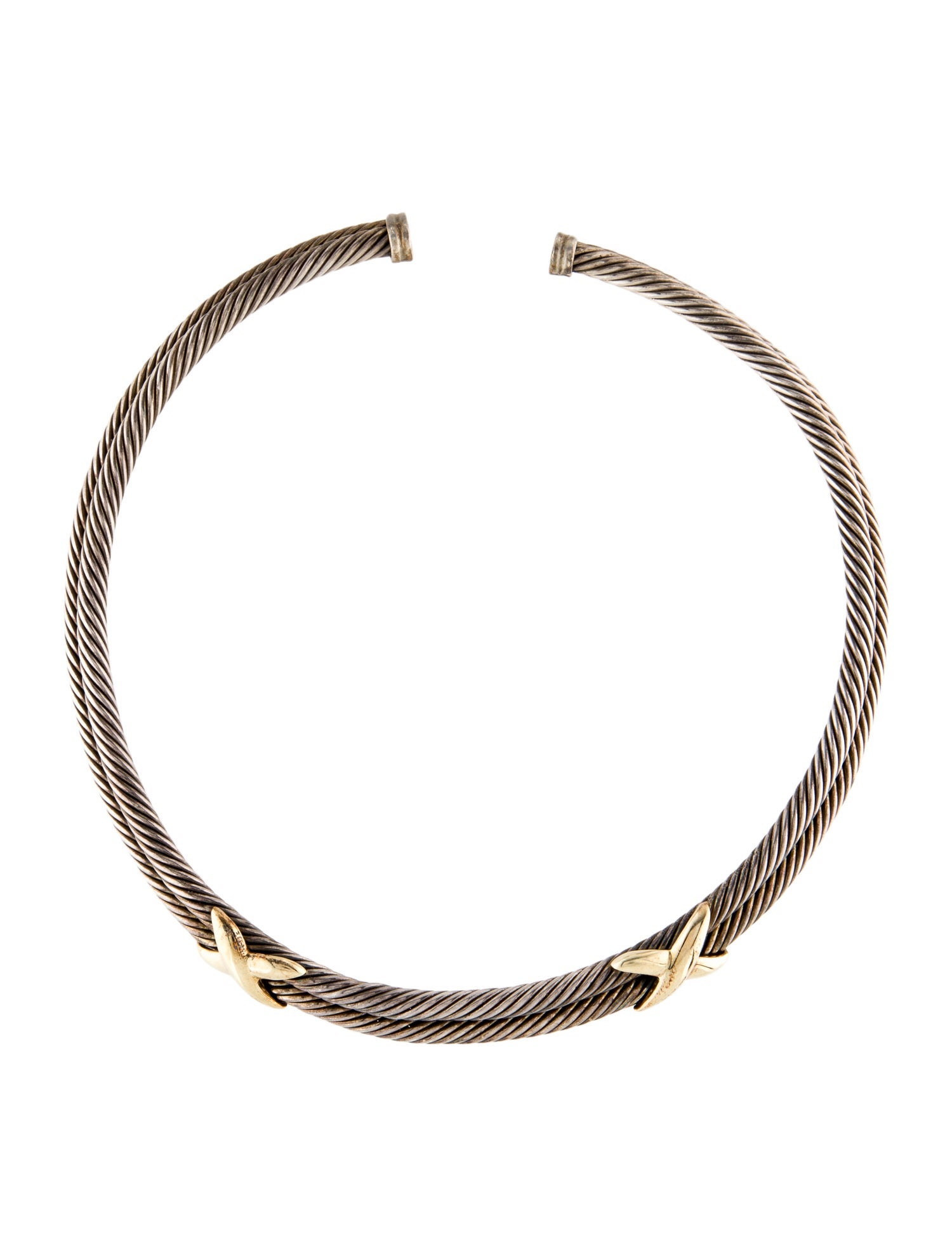 David Yurman Two-Tone X Double Cable Choker Necklace